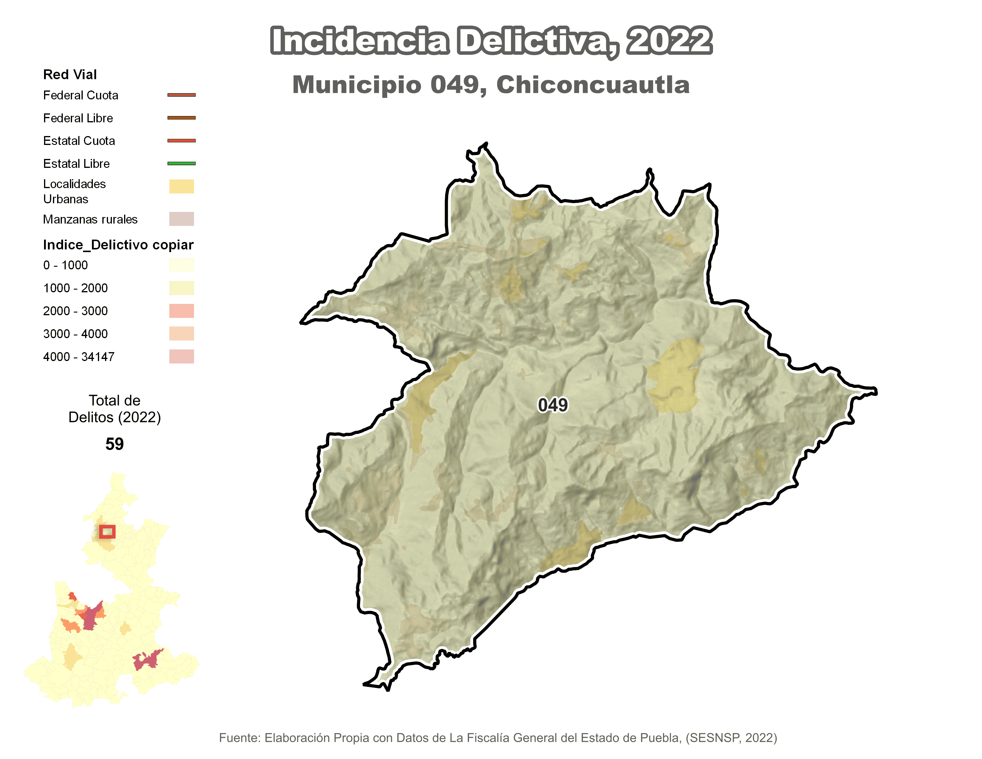 Biblioteca de Mapas - Incidencia delictiva en municipio de Chiconcuautla