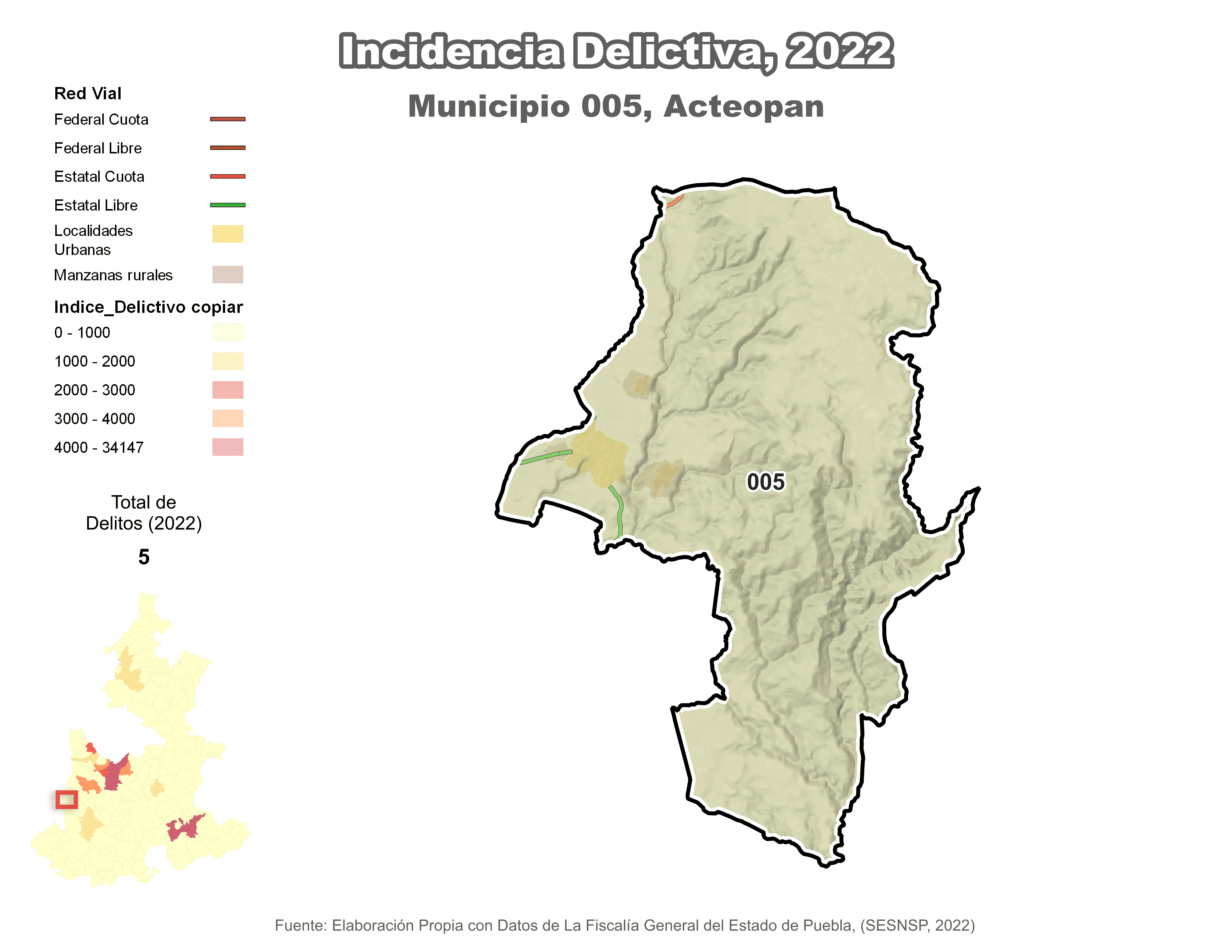 Biblioteca de Mapas - Incidencia delictiva en municipio de Acteopan