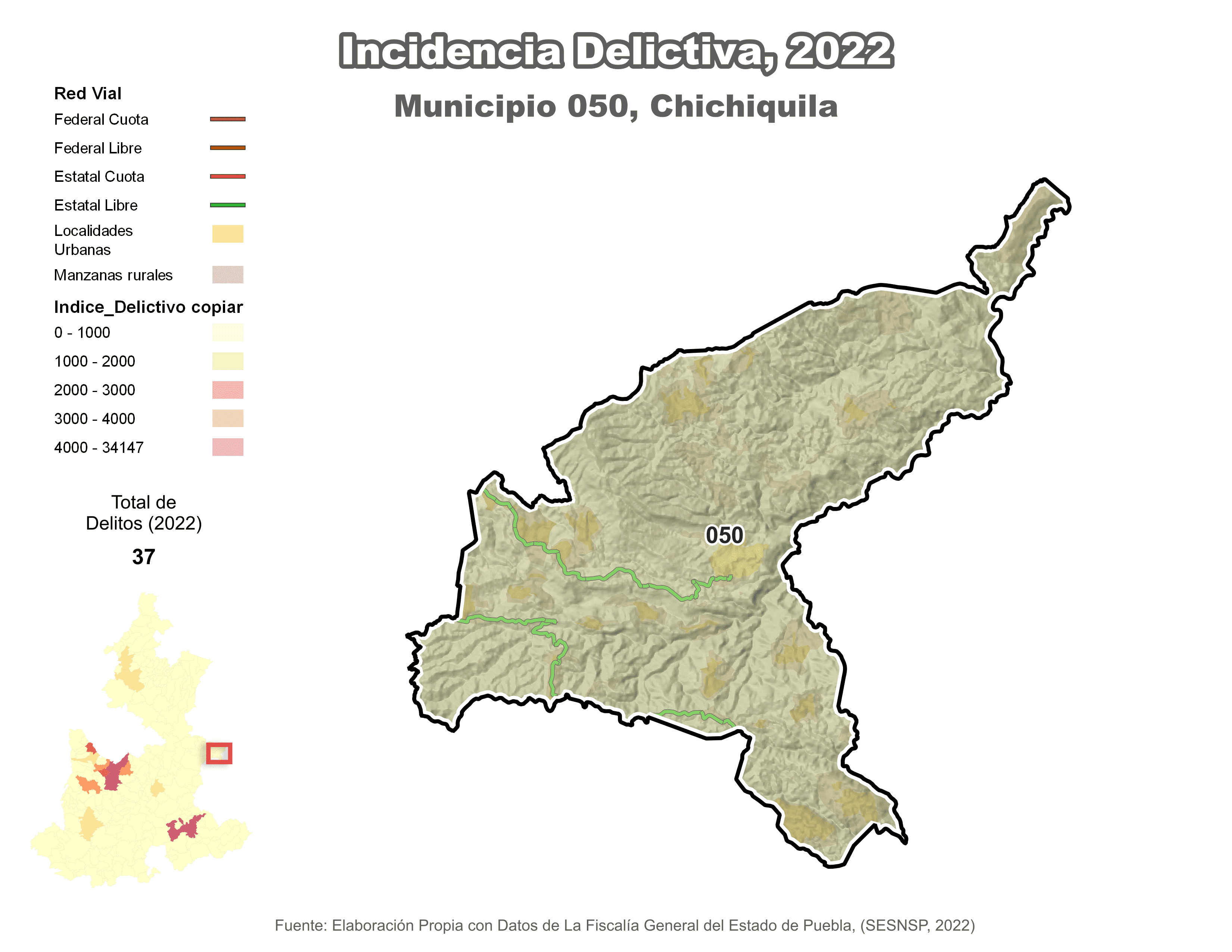 Biblioteca de Mapas - Incidencia delictiva en municipio de Chichiquila