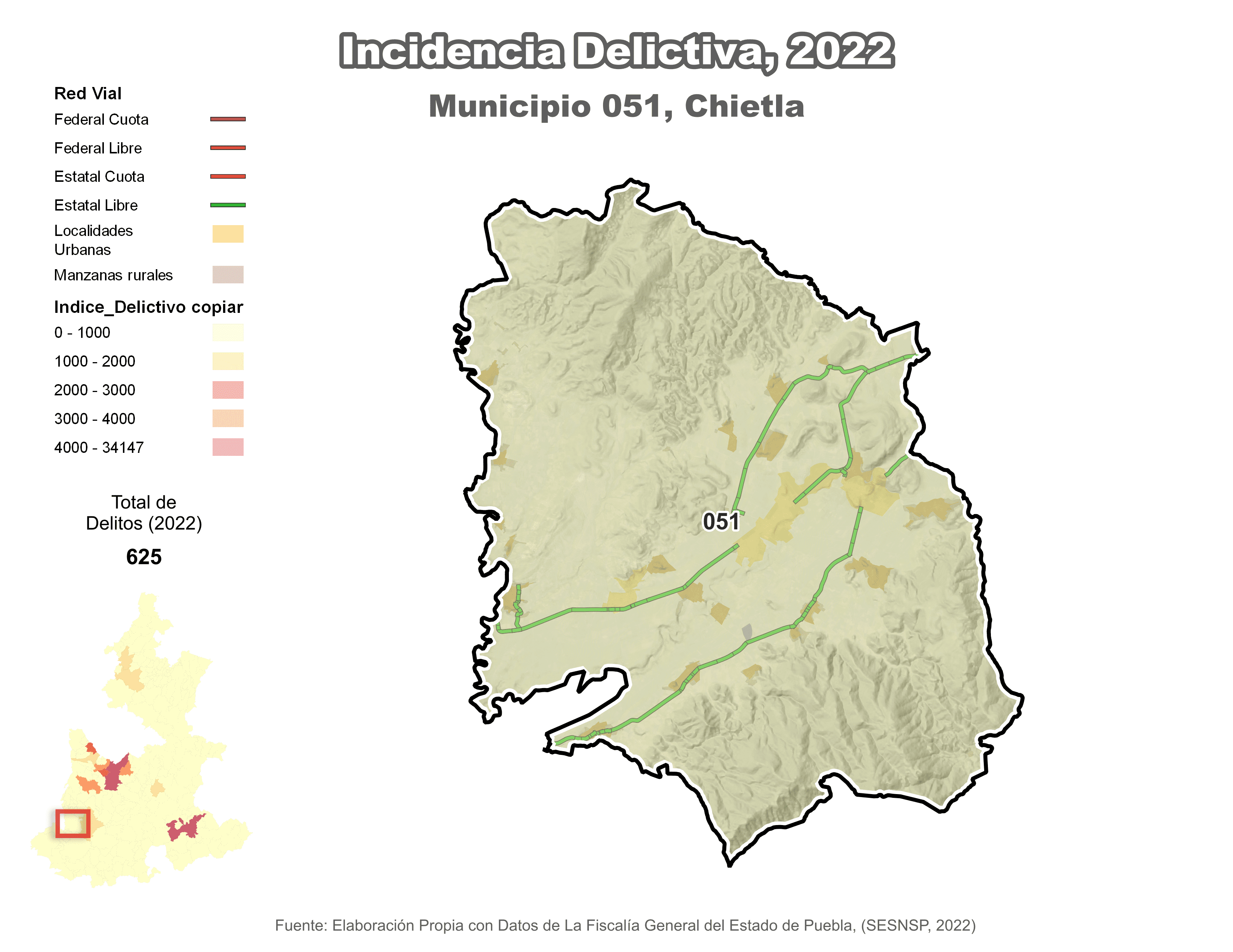 Biblioteca de Mapas - Incidencia delictiva en municipio de Chietla