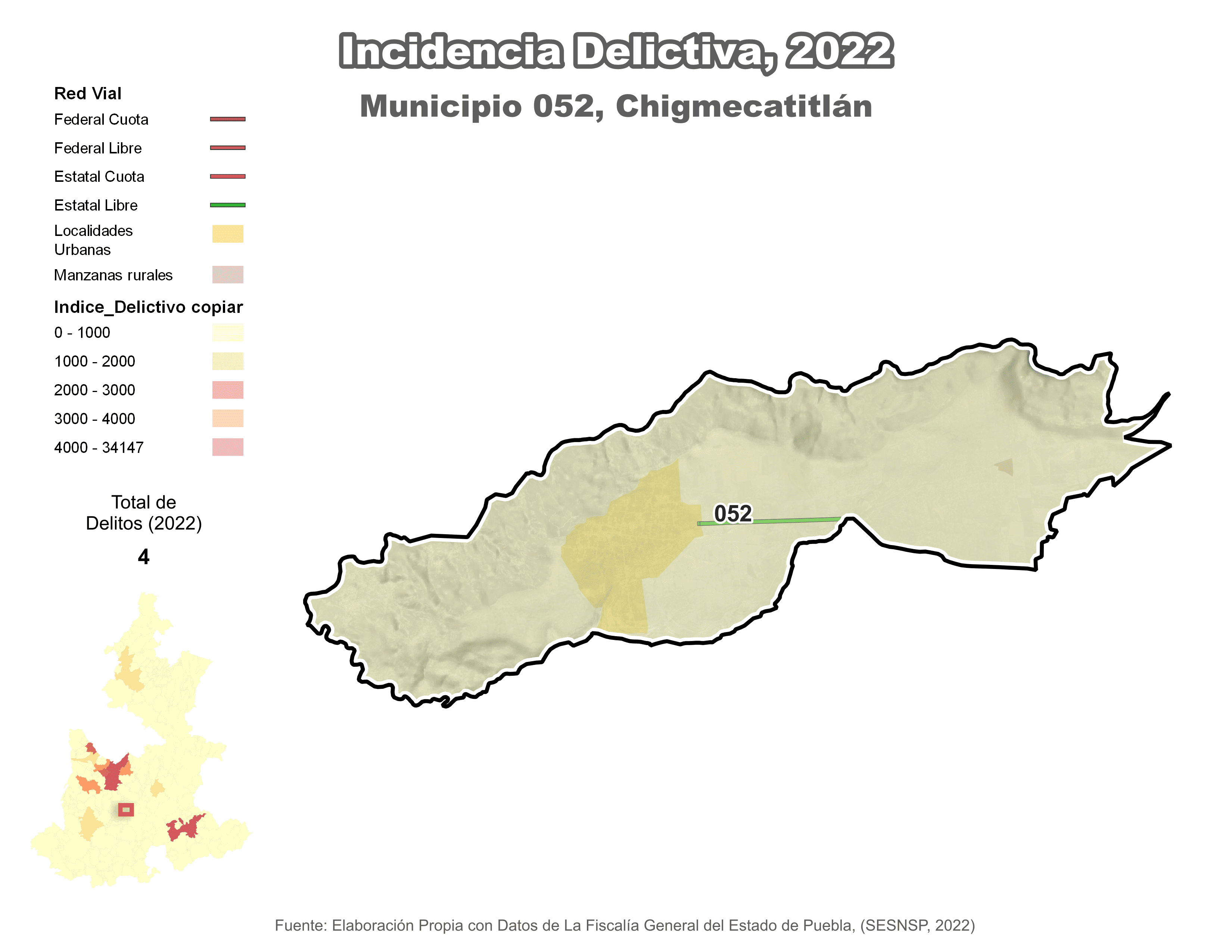 Biblioteca de Mapas - Incidencia delictiva en municipio de Chigmecatitlán