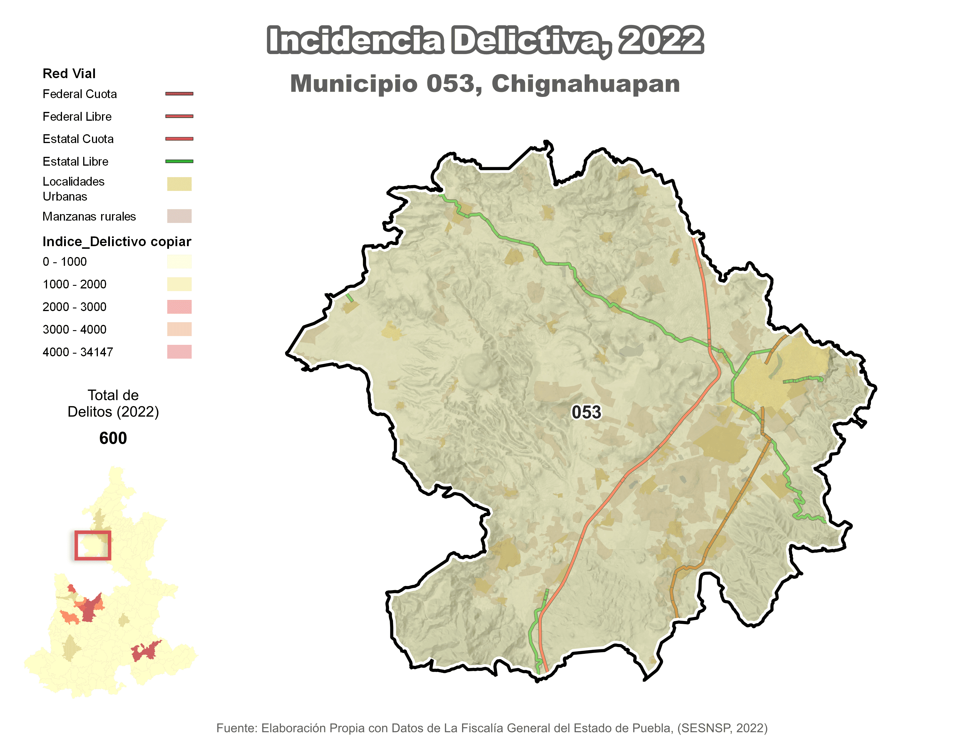 Biblioteca de Mapas - Incidencia delictiva en municipio de Chignahuapan