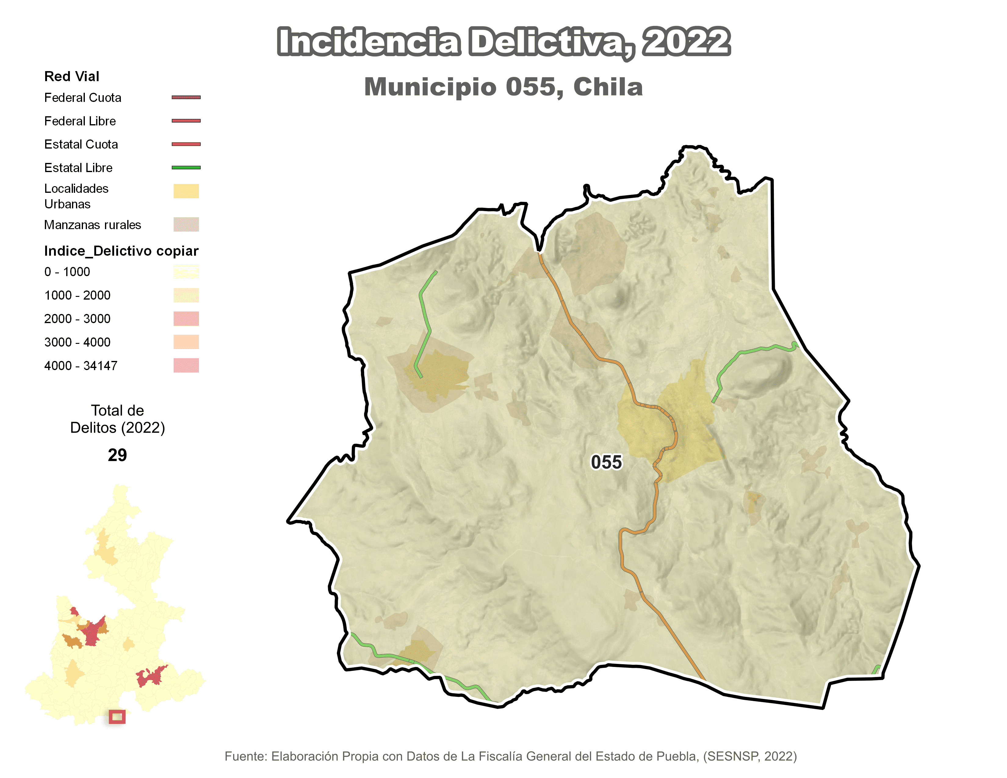 Biblioteca de Mapas - Incidencia delictiva en municipio de Chila