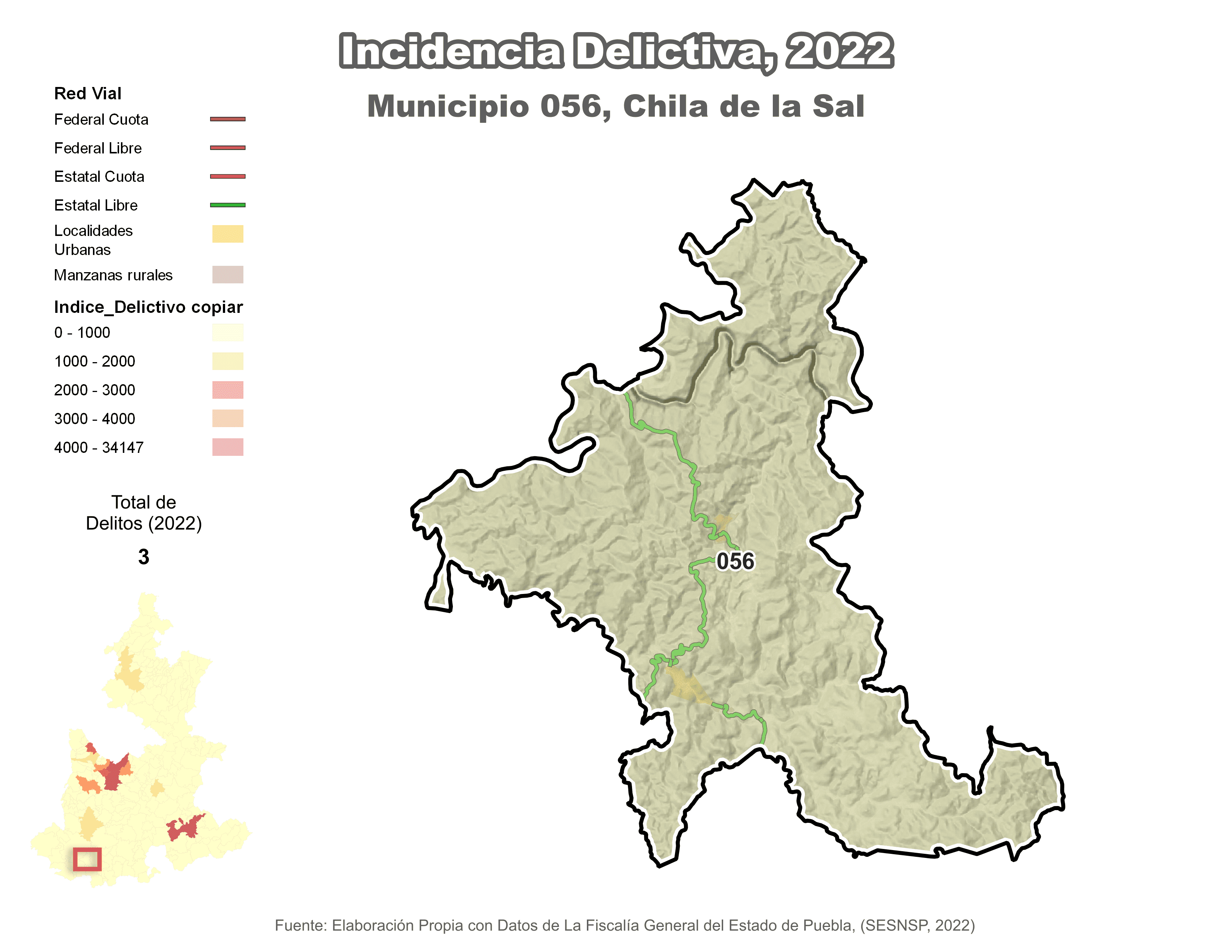 Biblioteca de Mapas - Incidencia delictiva en municipio de Chila de la Sal