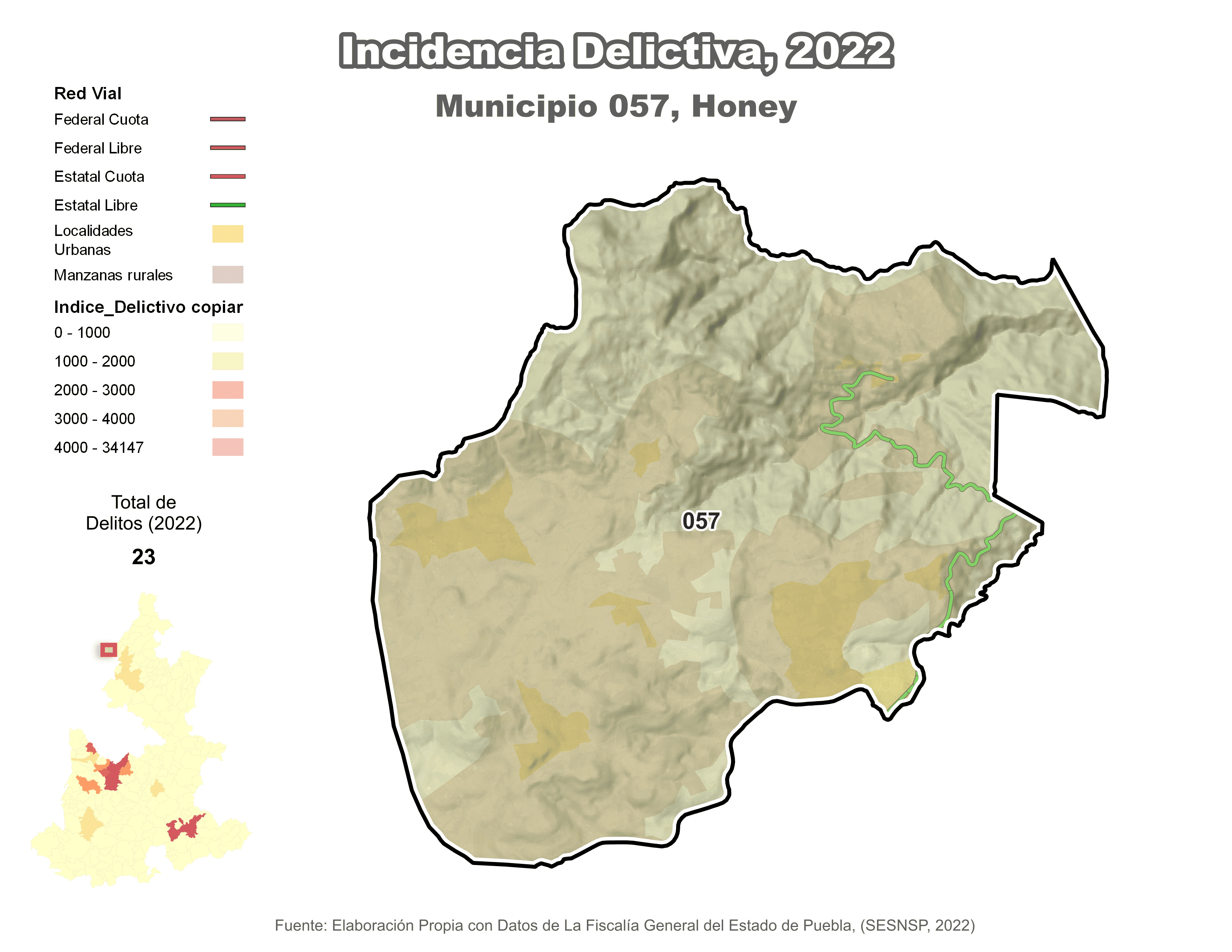 Biblioteca de Mapas - Incidencia delictiva en municipio de Honey