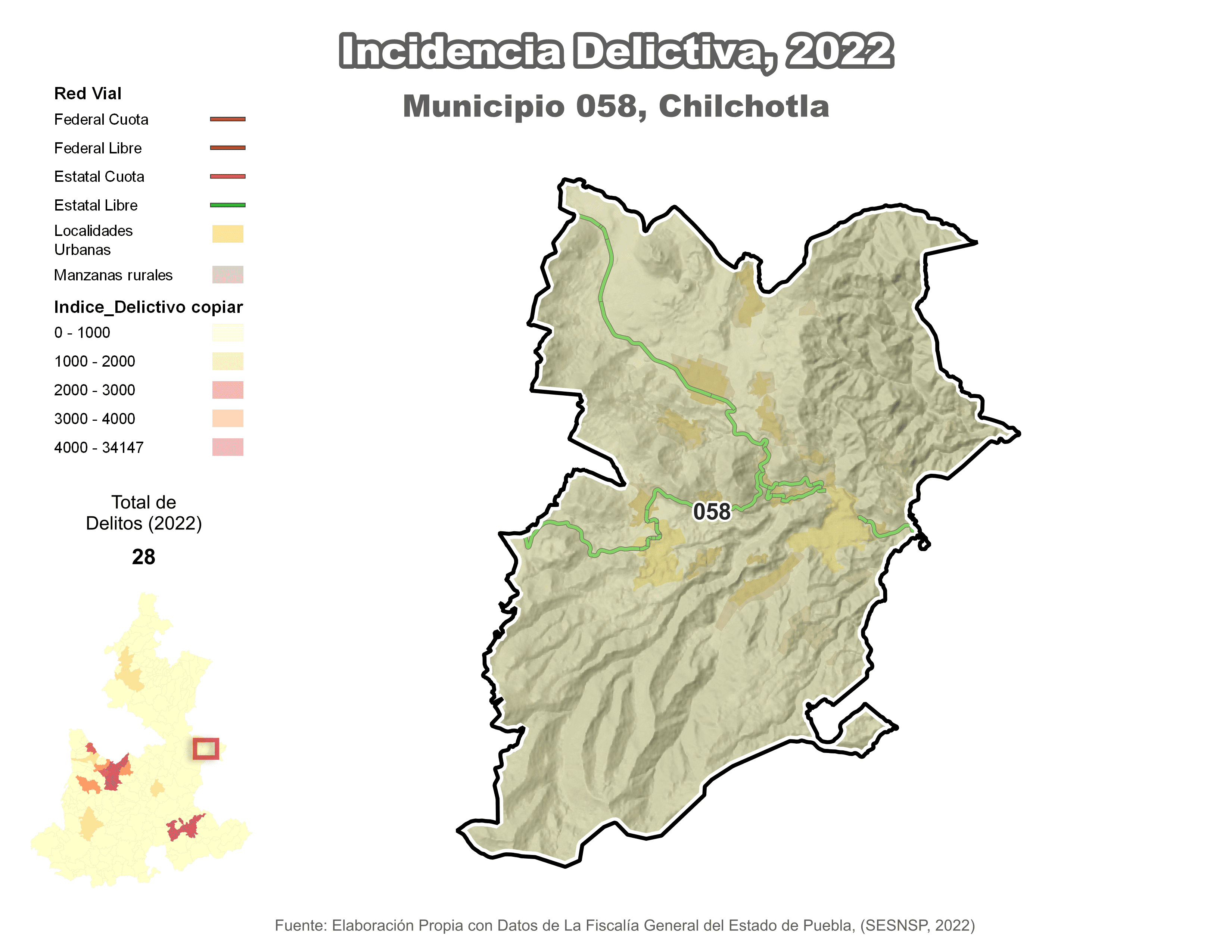 Biblioteca de Mapas - Incidencia delictiva en municipio de Chilchotla