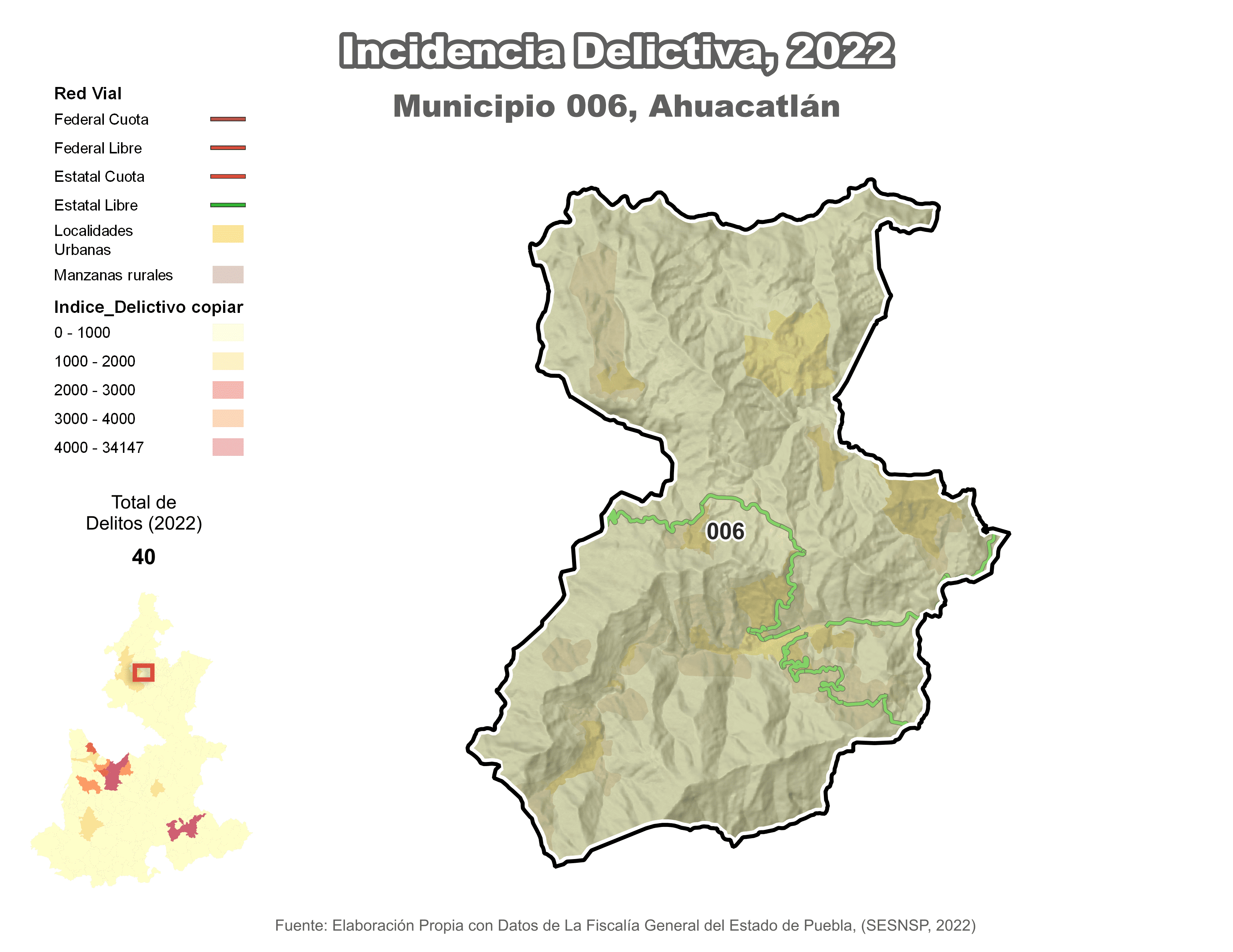 Biblioteca de Mapas - Incidencia delictiva en municipio de Ahuacatlán