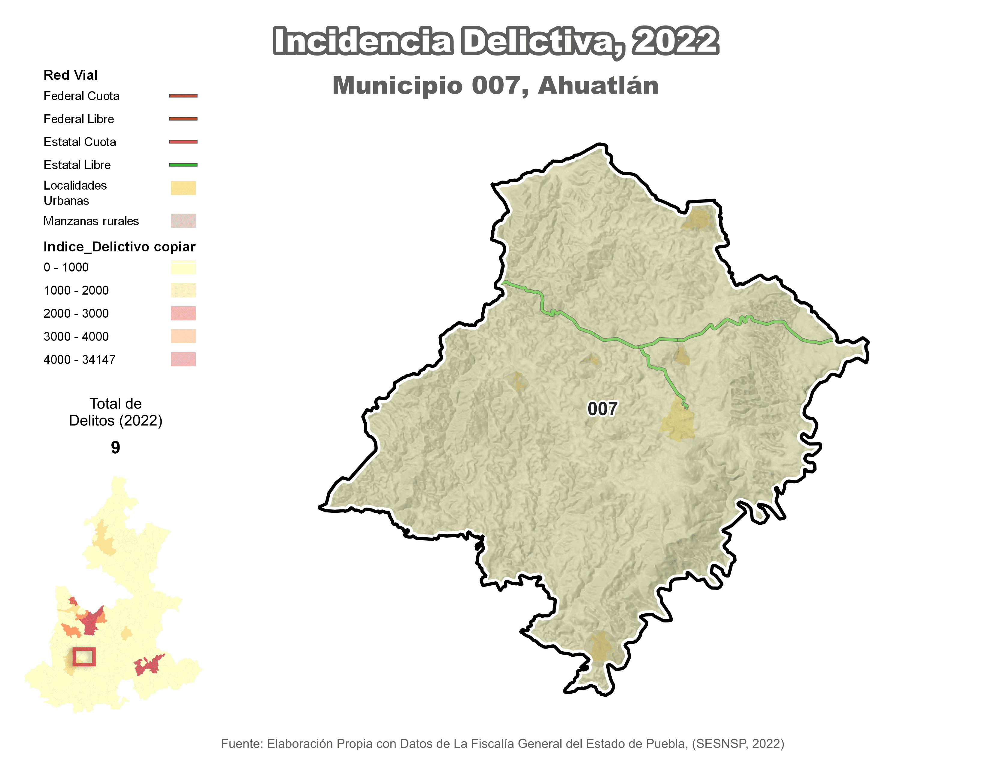 Biblioteca de Mapas - Incidencia delictiva en municipio de Ahuatlán