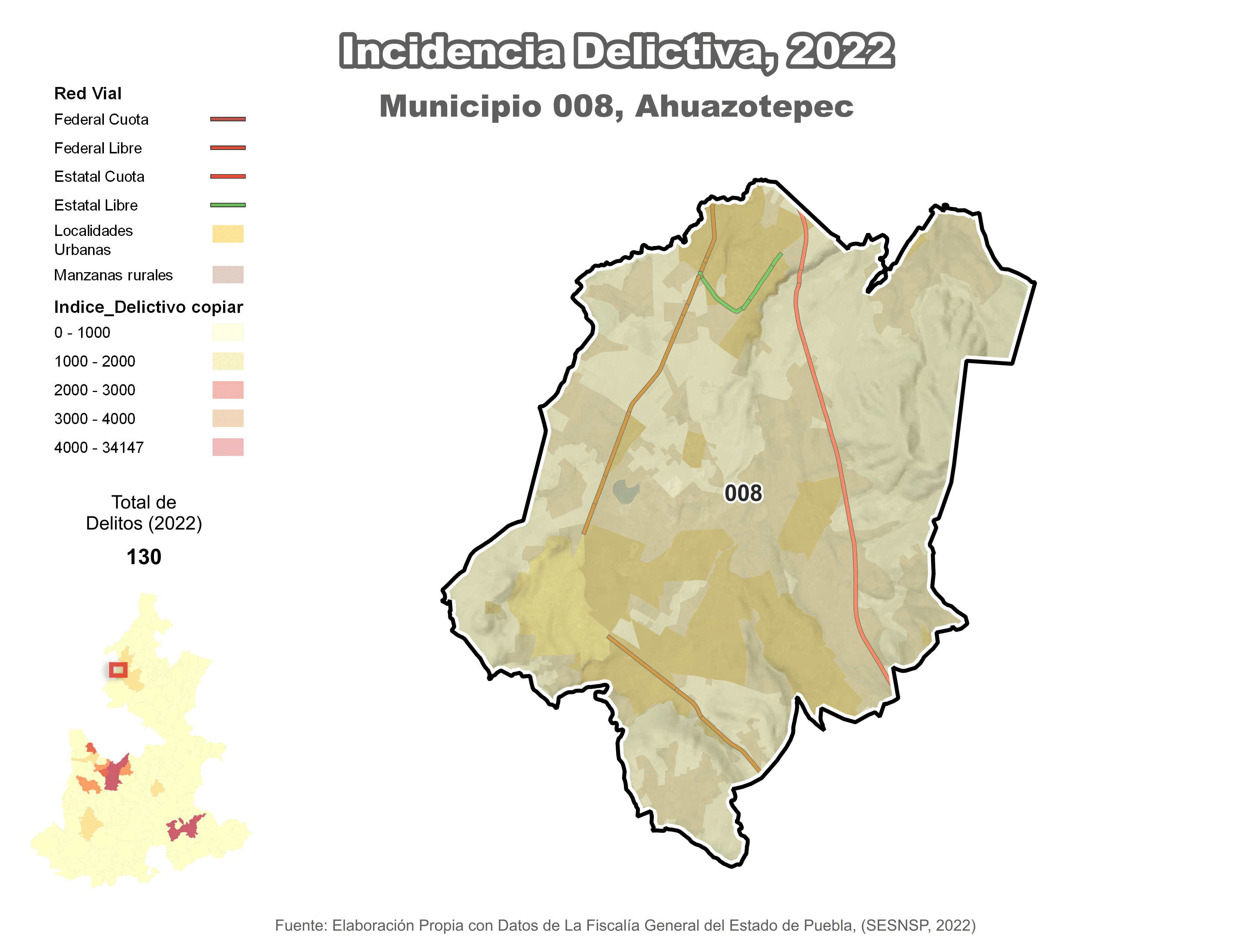 Biblioteca de Mapas - Incidencia delictiva en municipio de Ahuazotepec