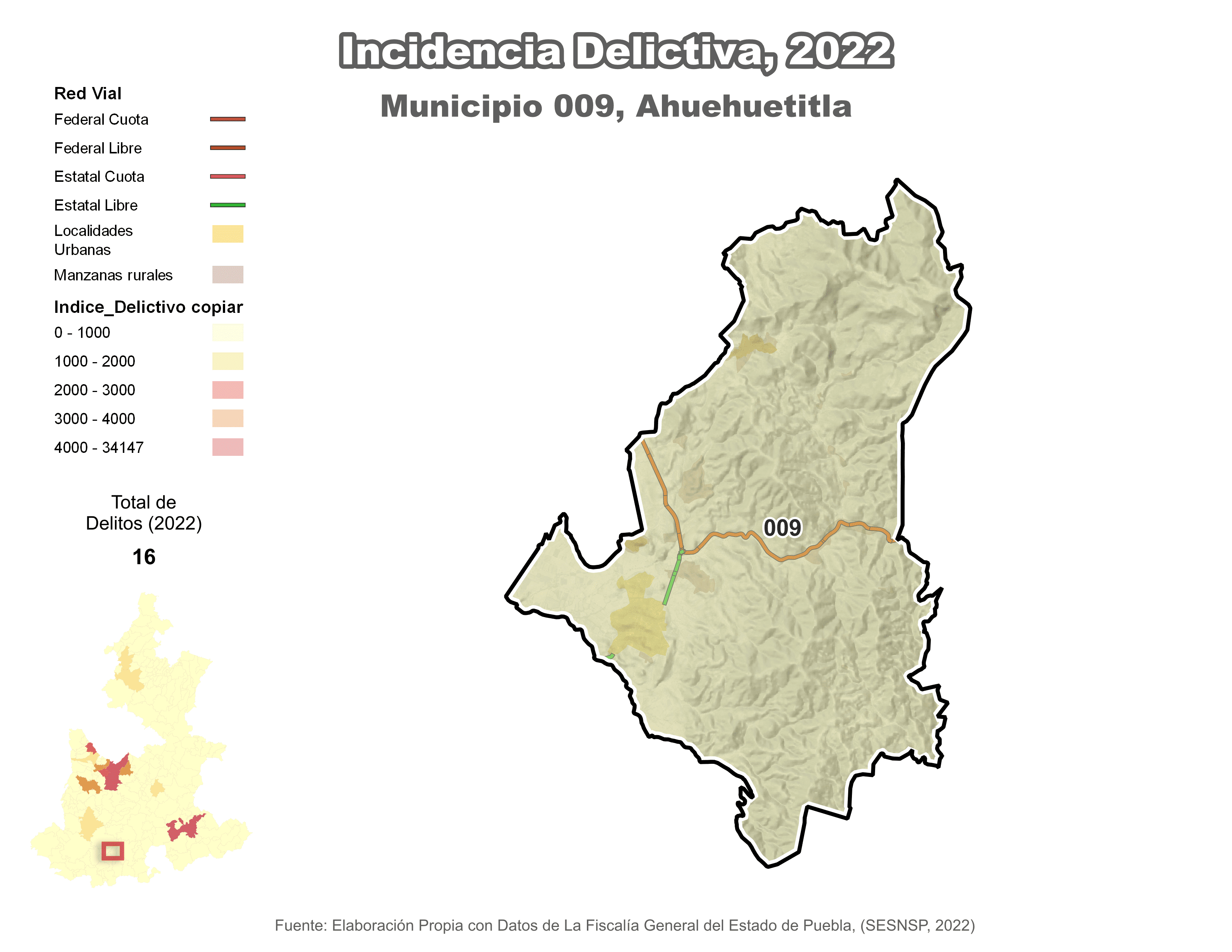 Biblioteca de Mapas - Incidencia delictiva en municipio de Ahuehuetitla