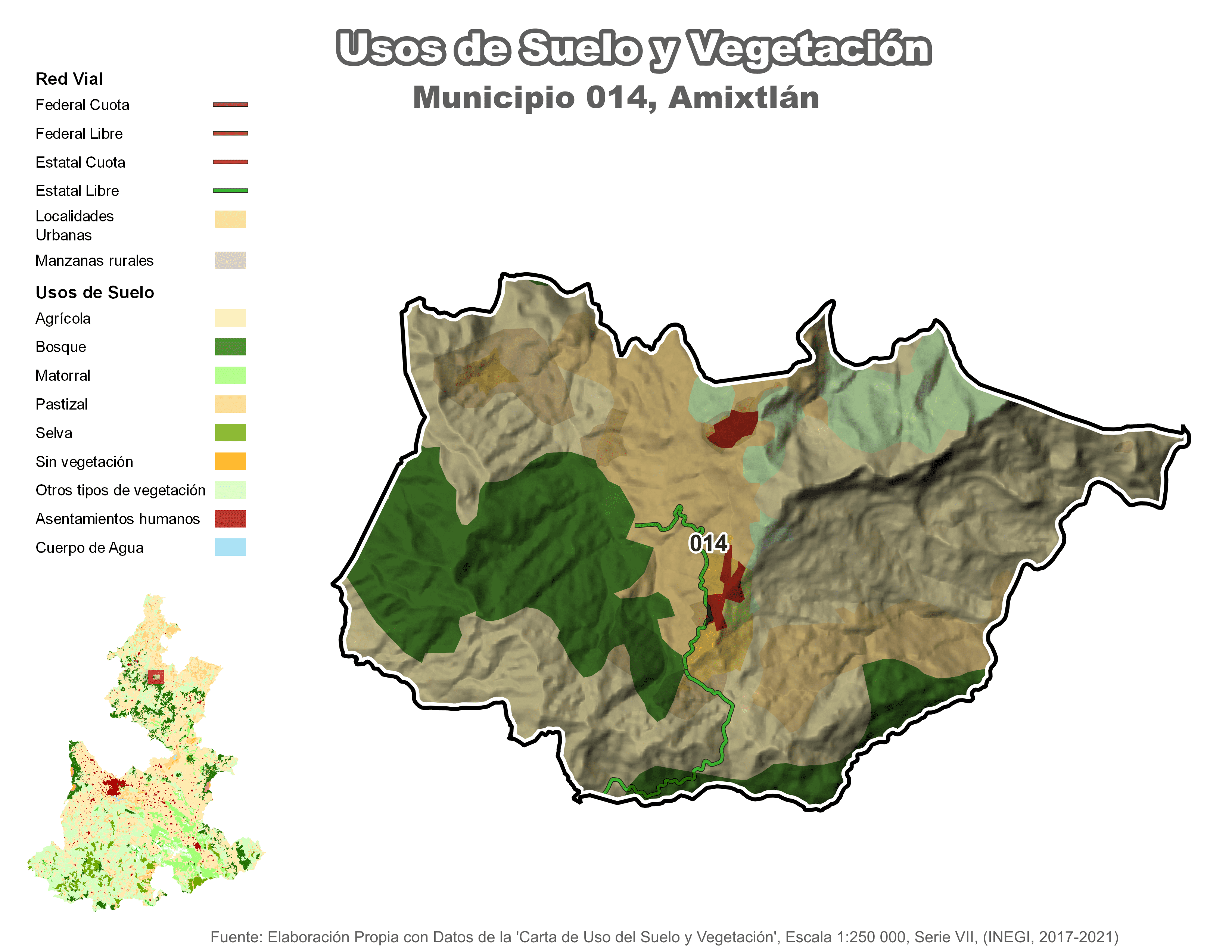 Biblioteca de Mapas - Uso de Suelo y Vegetación en municipio de Amixtlán