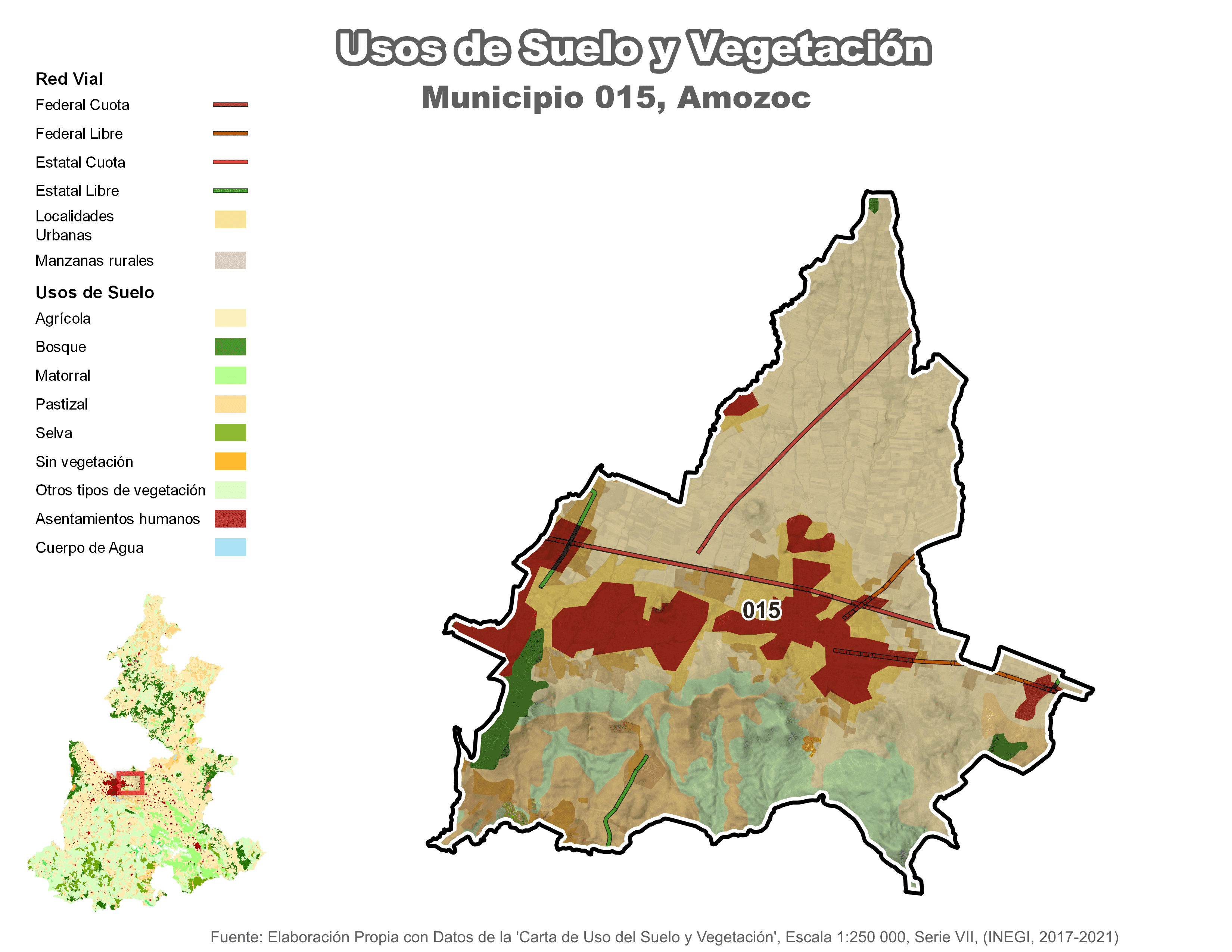 Biblioteca de Mapas - Uso de Suelo y Vegetación en municipio de Amozoc