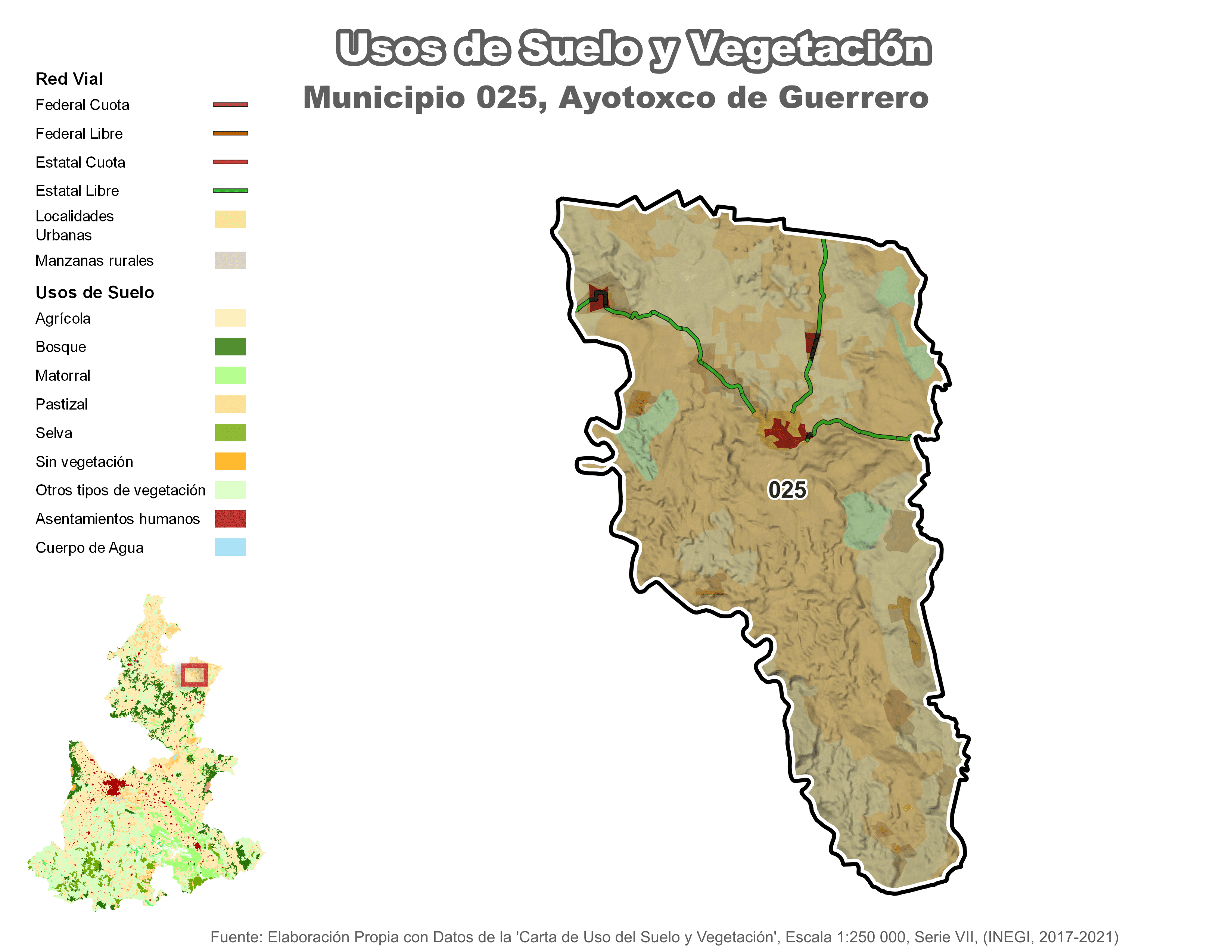 Biblioteca de Mapas - Uso de Suelo y Vegetación en municipio de Ayotoxco de Guerrero