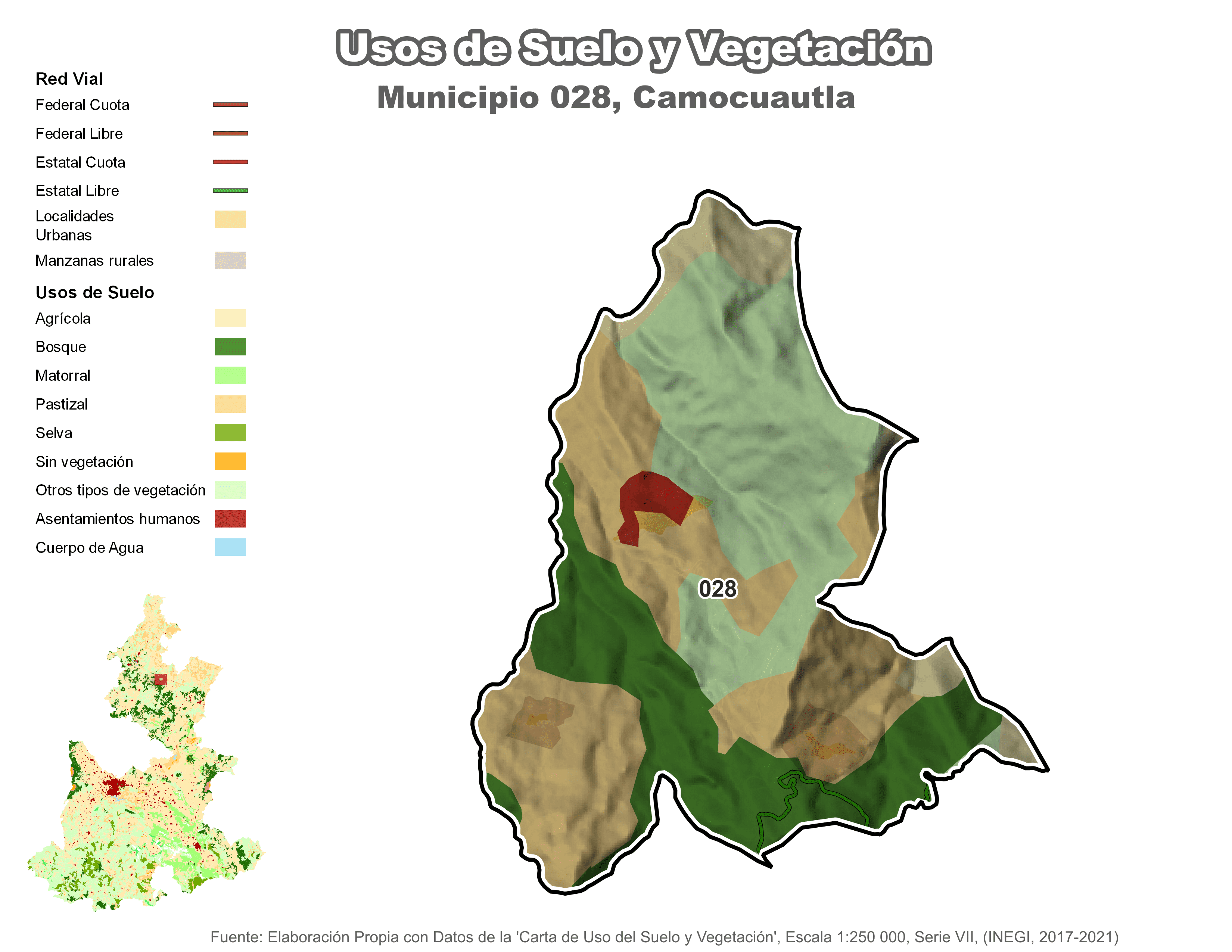 Biblioteca de Mapas - Uso de Suelo y Vegetación en municipio de Camocuautla