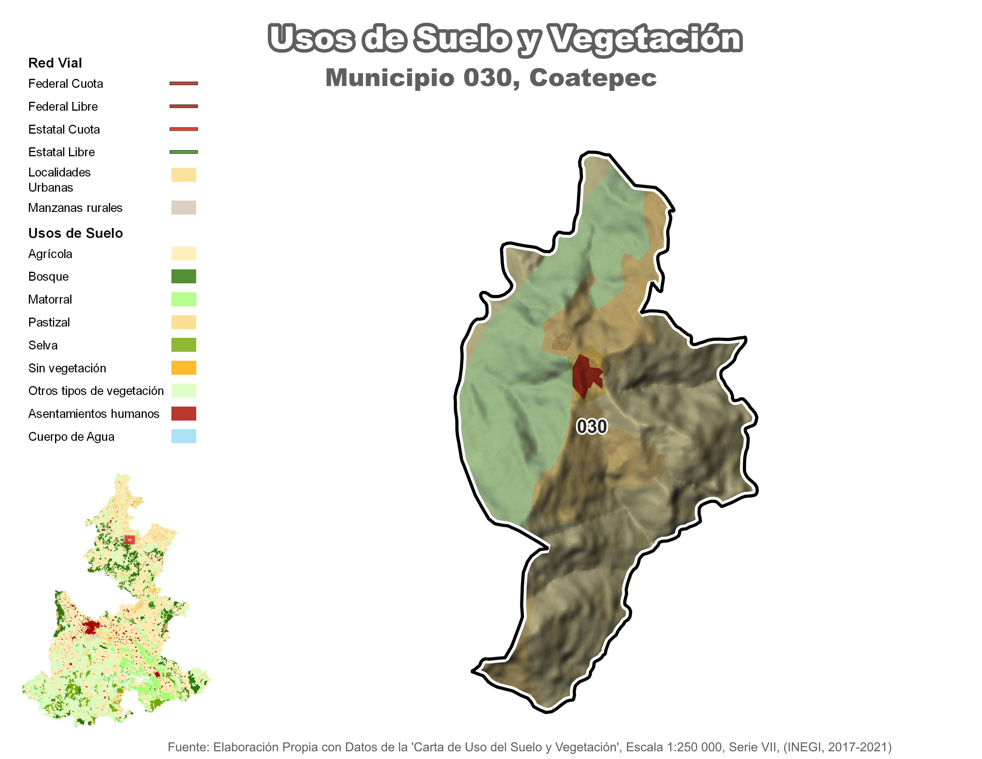 Biblioteca de Mapas - Uso de Suelo y Vegetación en municipio de Coatepec