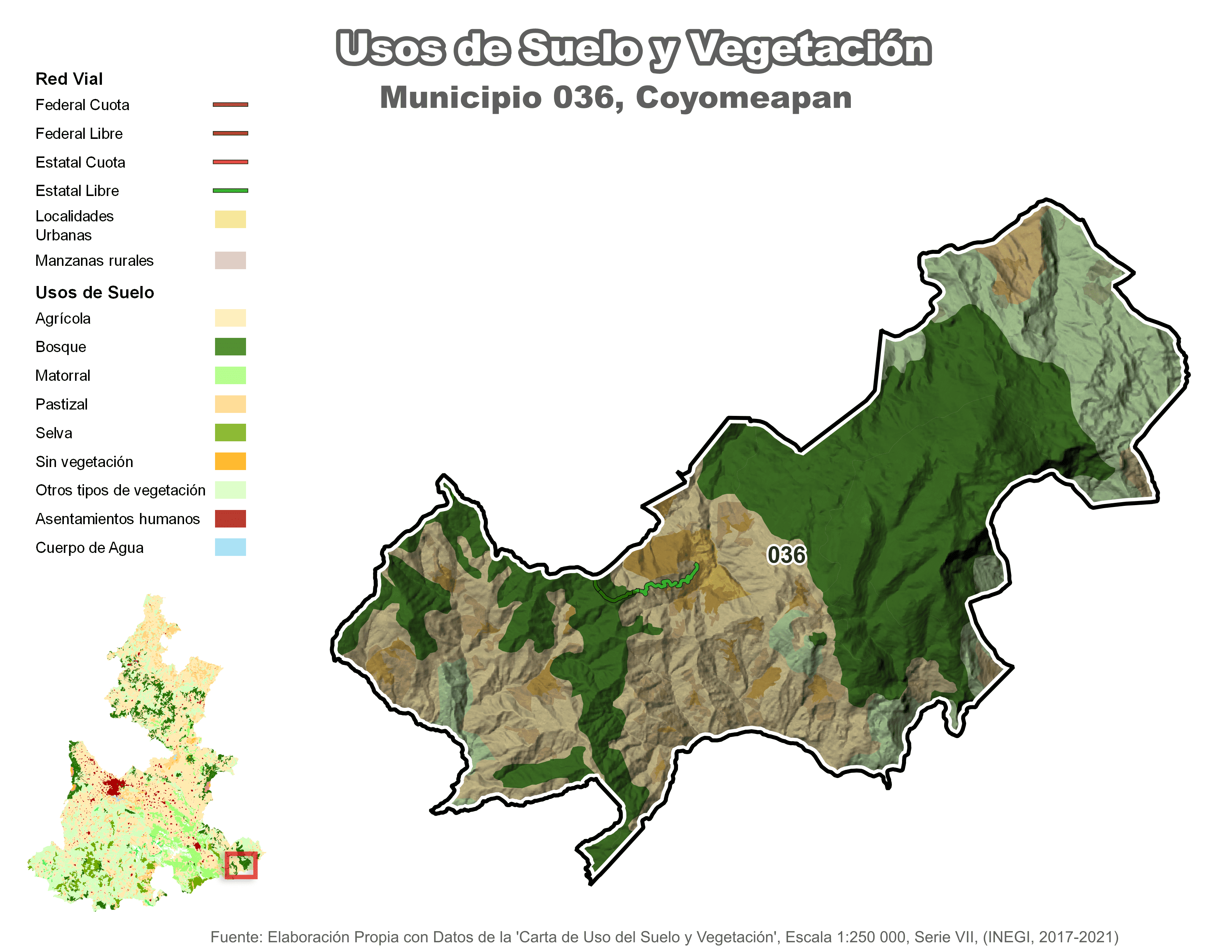 Biblioteca de Mapas - Uso de Suelo y Vegetación en municipio de Coyomeapan