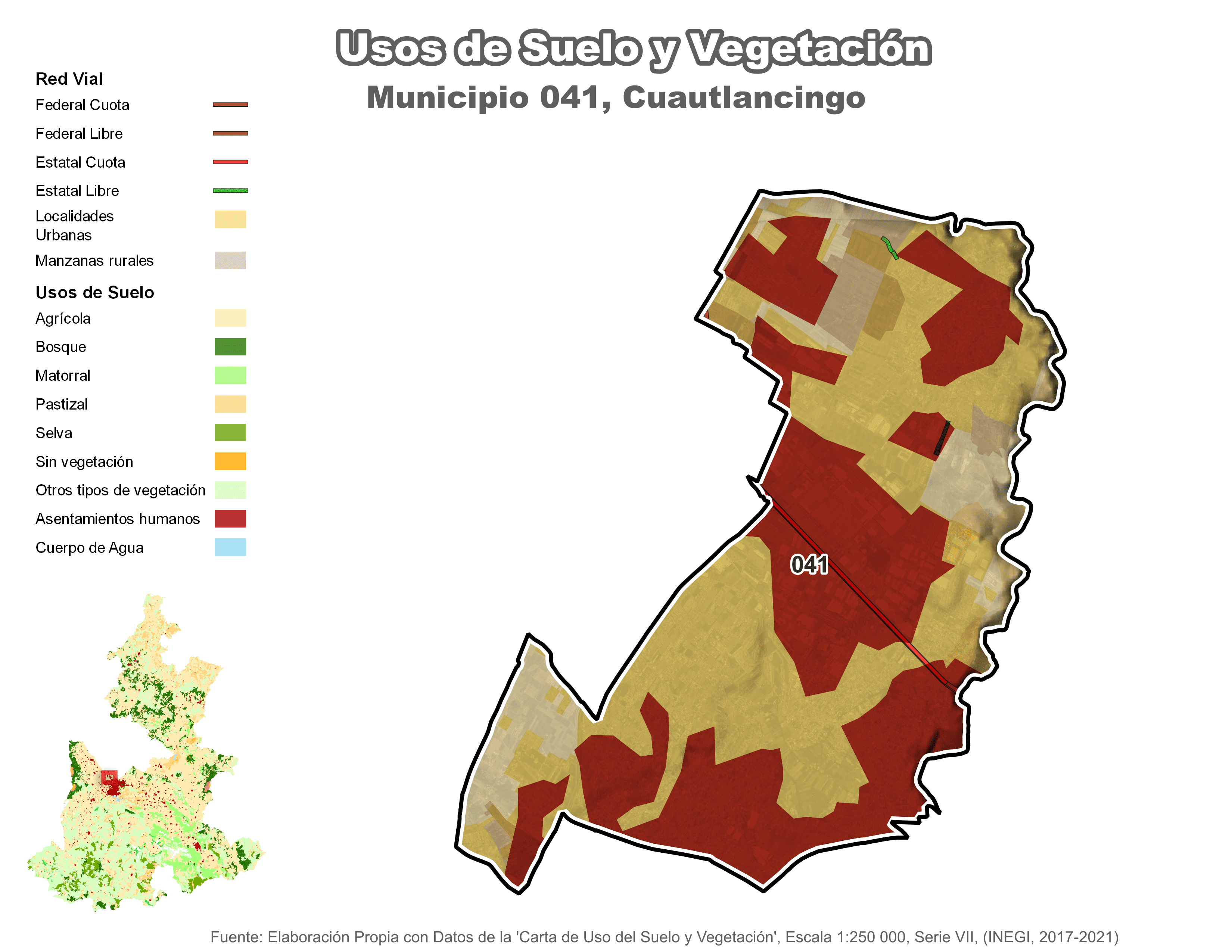 Biblioteca de Mapas - Uso de Suelo y Vegetación en municipio de Cuautlancingo