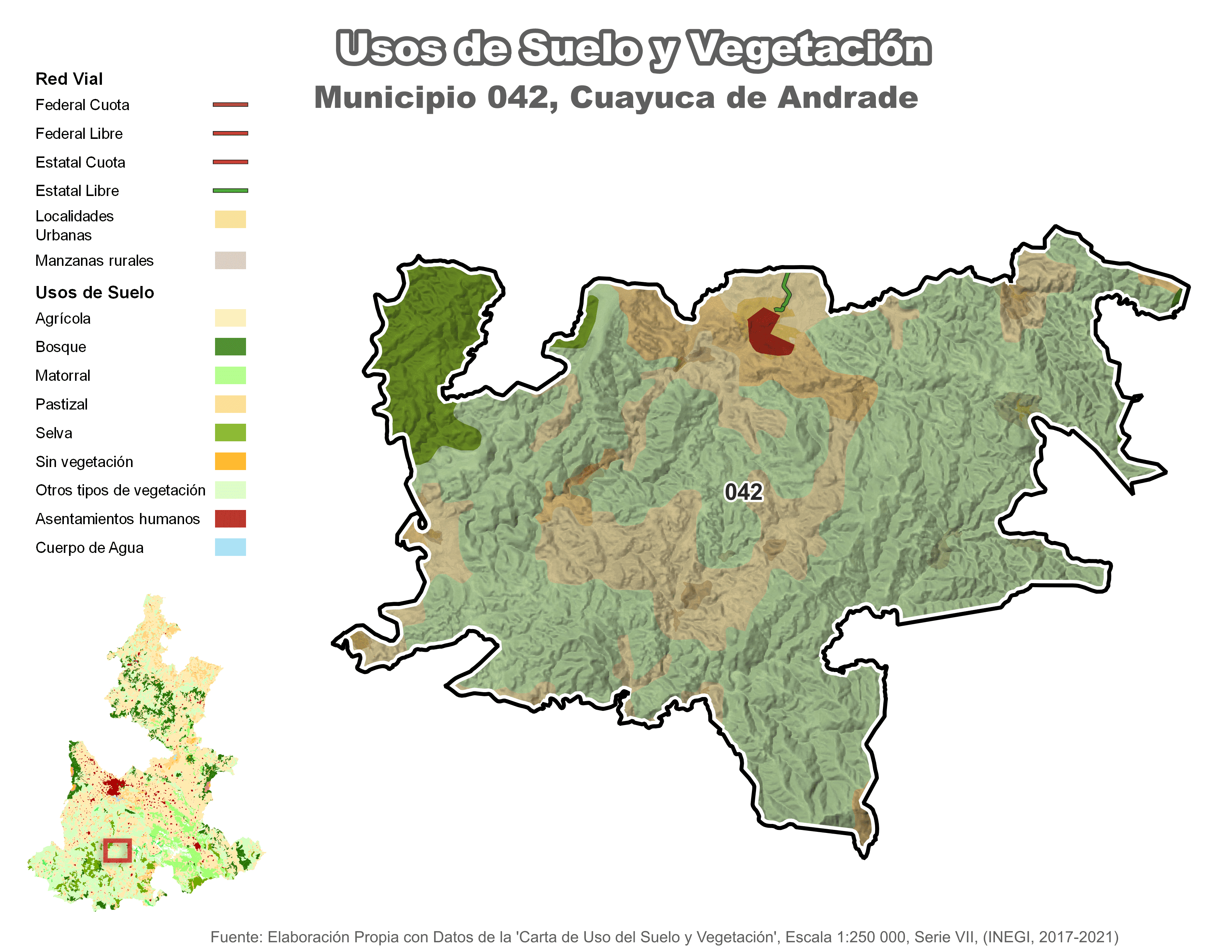 Biblioteca de Mapas - Uso de Suelo y Vegetación en municipio de Cuayuca de Andrade