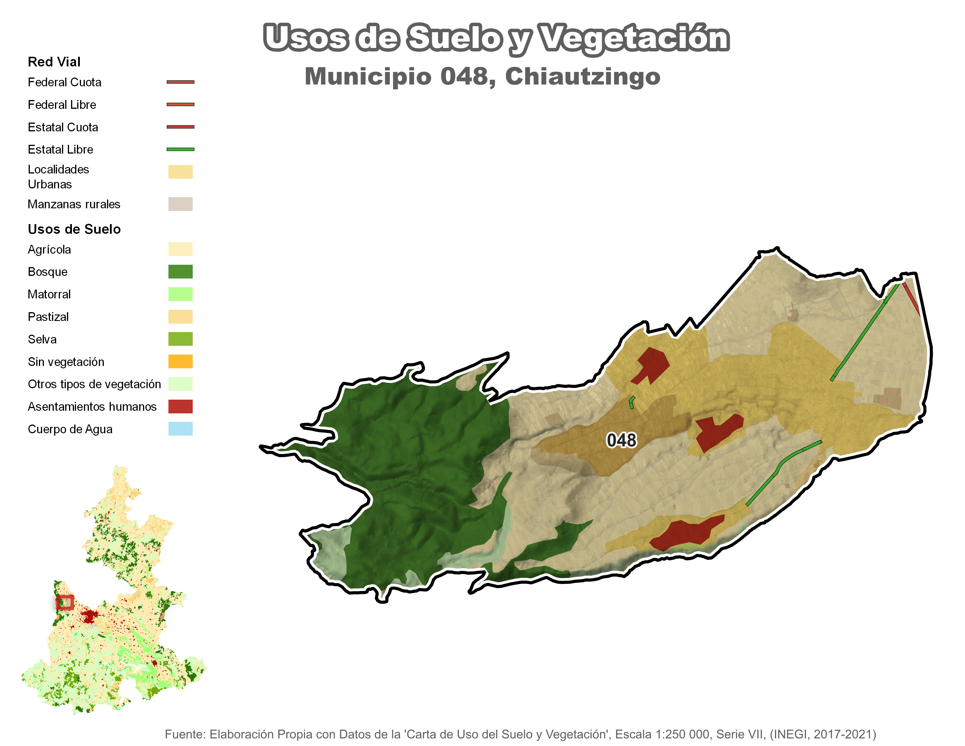 Biblioteca de Mapas - Uso de Suelo y Vegetación en municipio de Chiautzingo