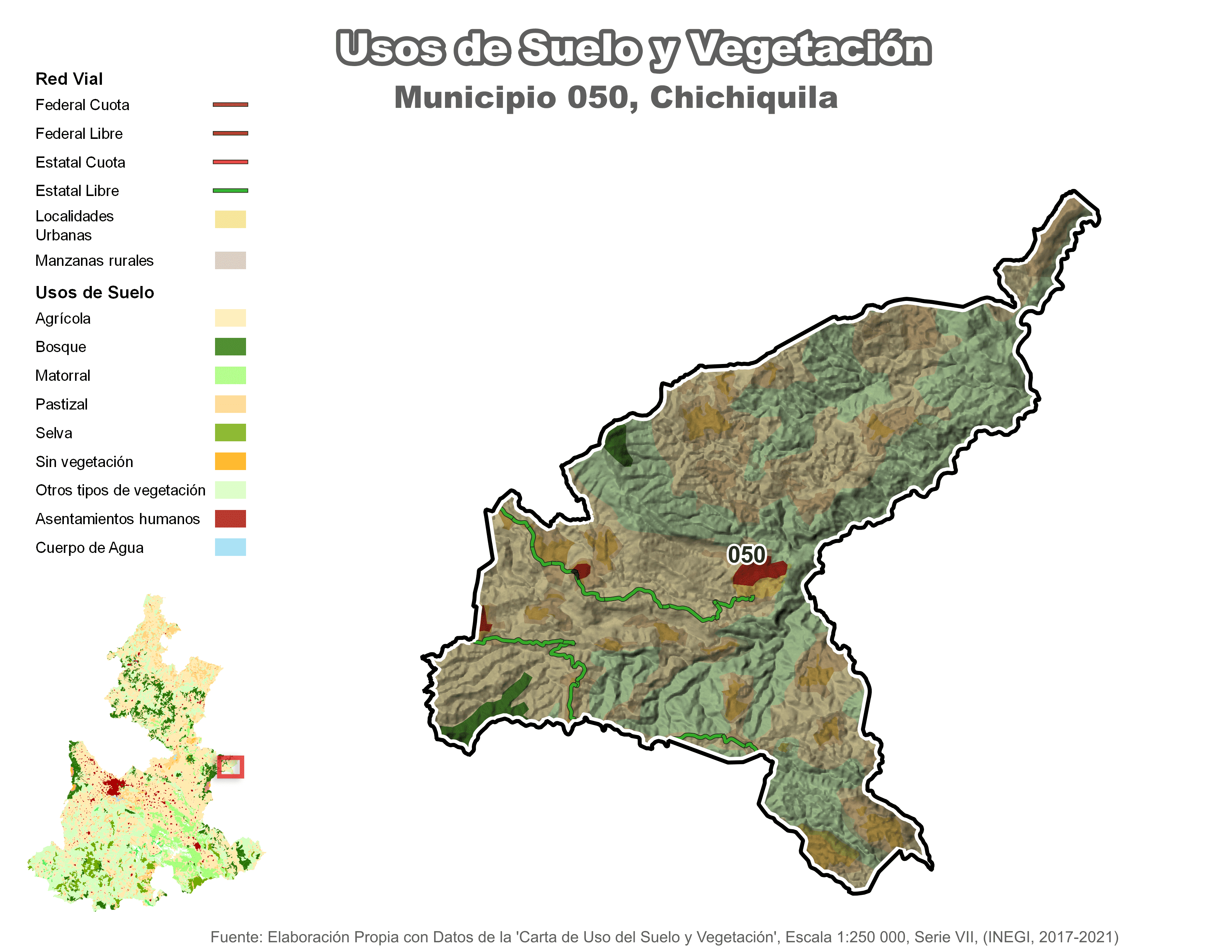 Biblioteca de Mapas - Uso de Suelo y Vegetación en municipio de Chichiquila