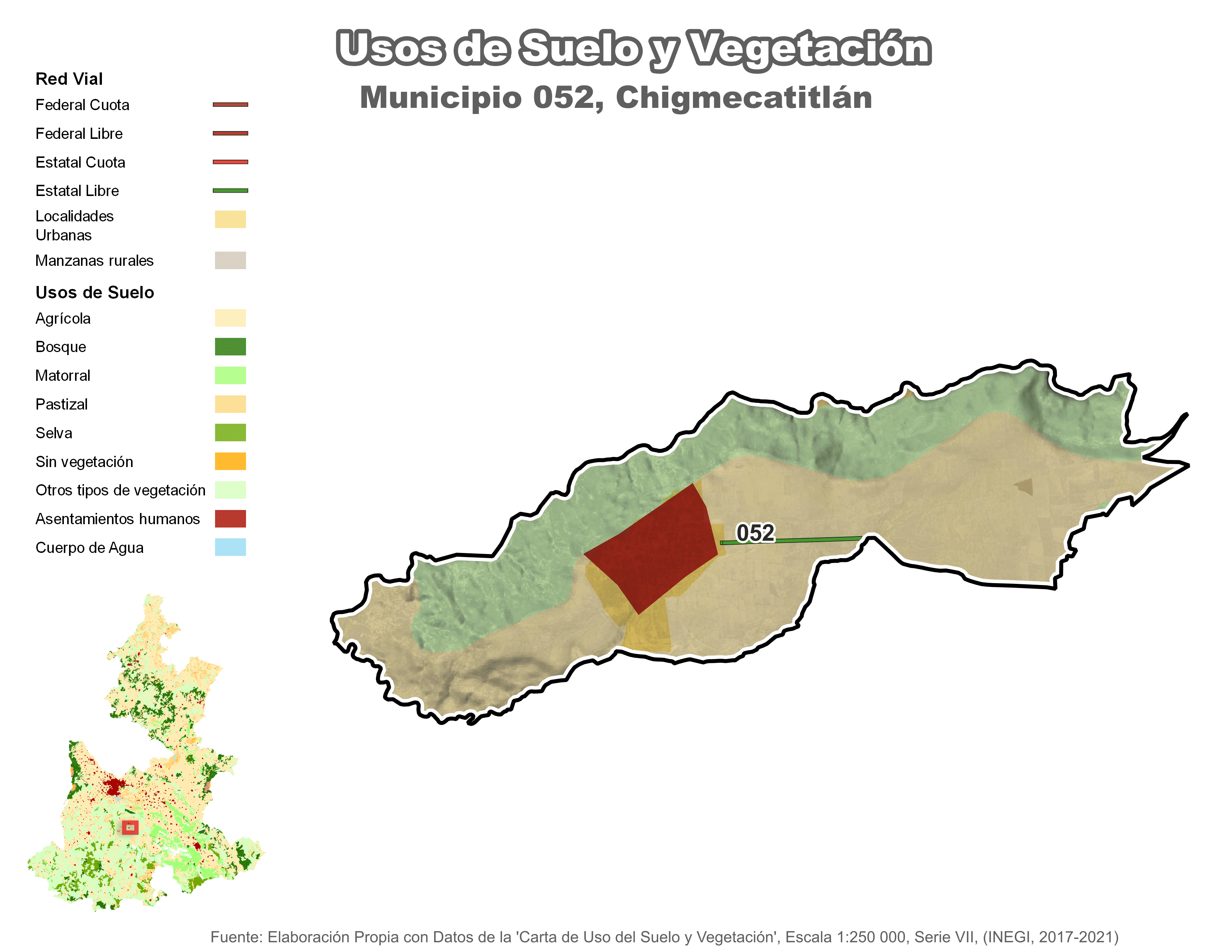 Biblioteca de Mapas - Uso de Suelo y Vegetación en municipio de Chigmecatitlán