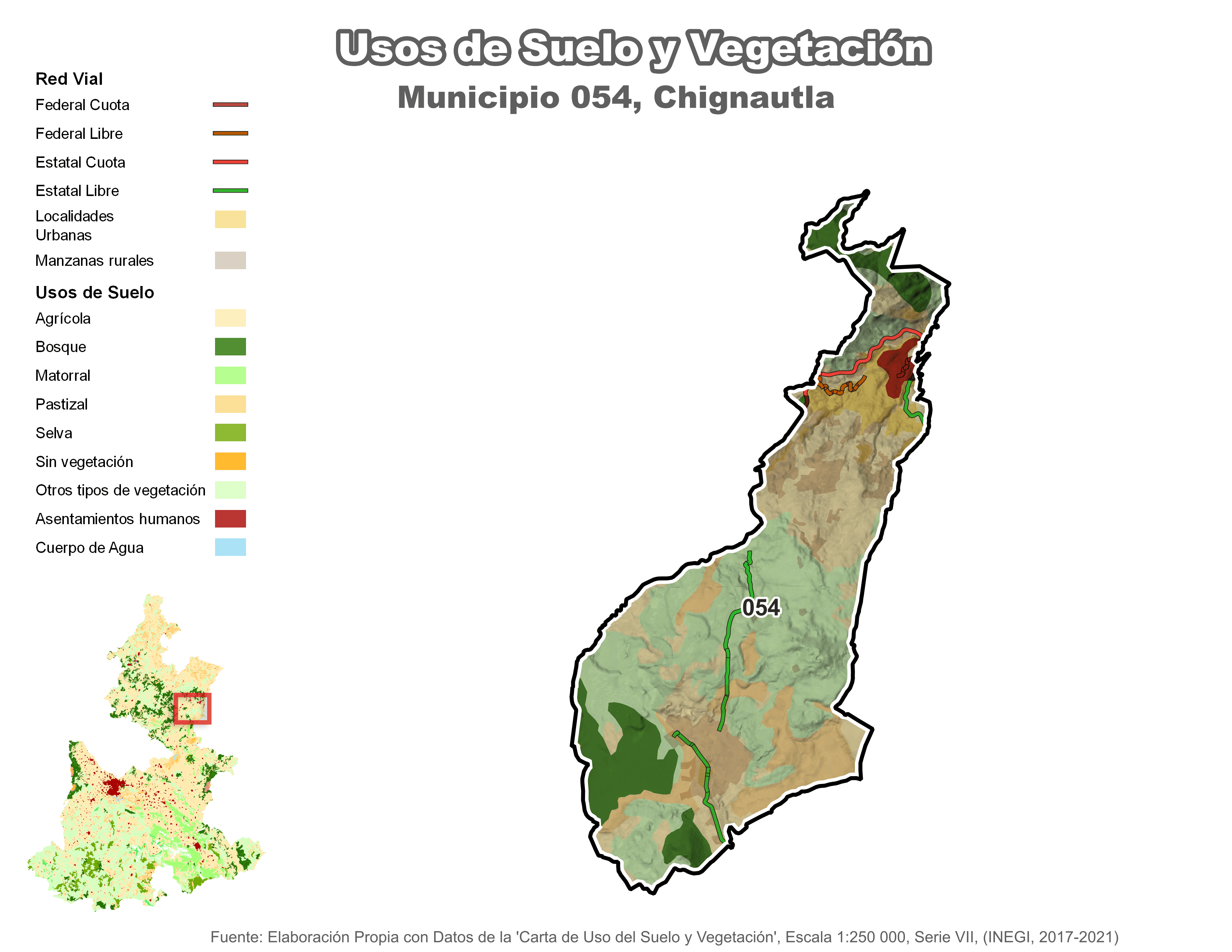 Biblioteca de Mapas - Uso de Suelo y Vegetación en municipio de Chignautla