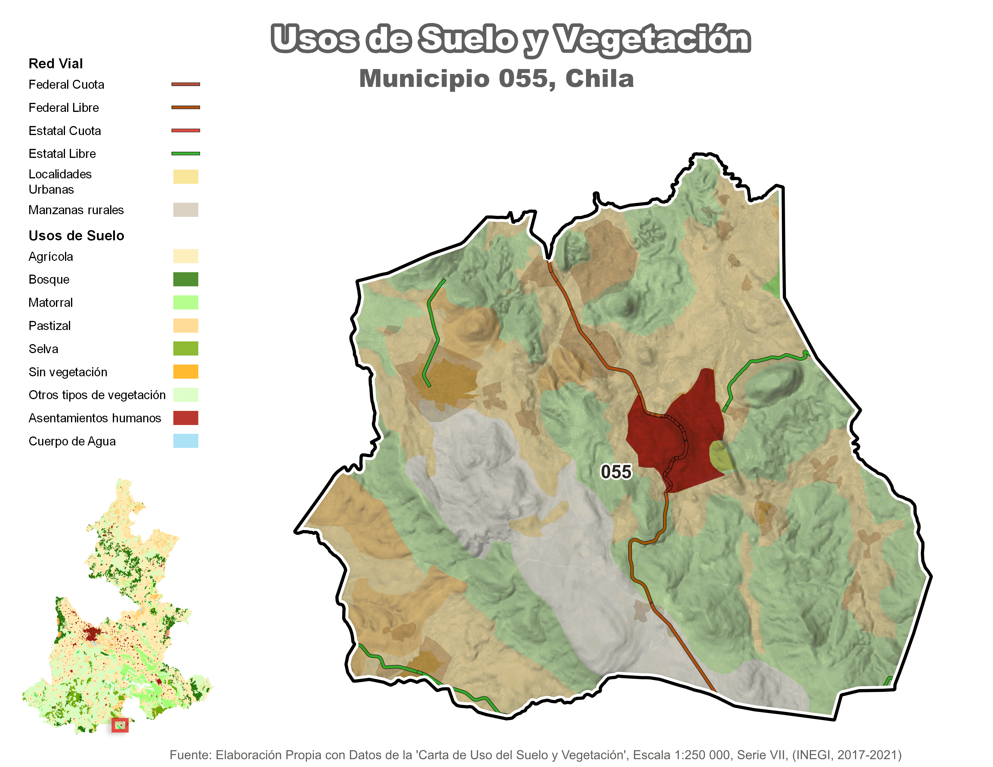 Biblioteca de Mapas - Uso de Suelo y Vegetación en municipio de Chila