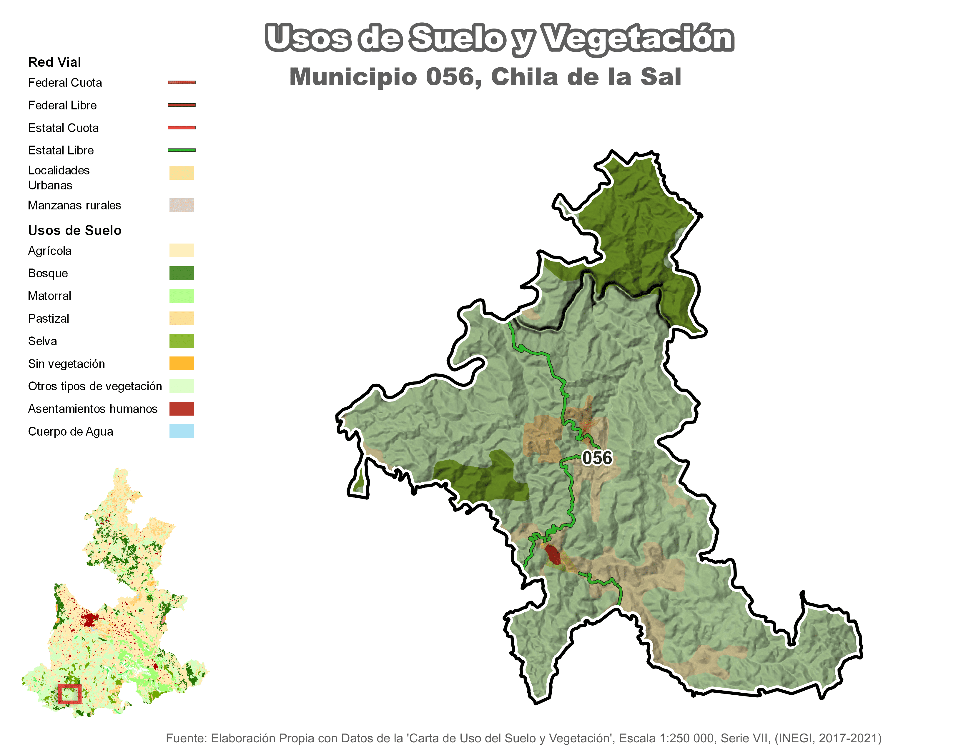 Biblioteca de Mapas - Uso de Suelo y Vegetación en municipio de Chila de la Sal