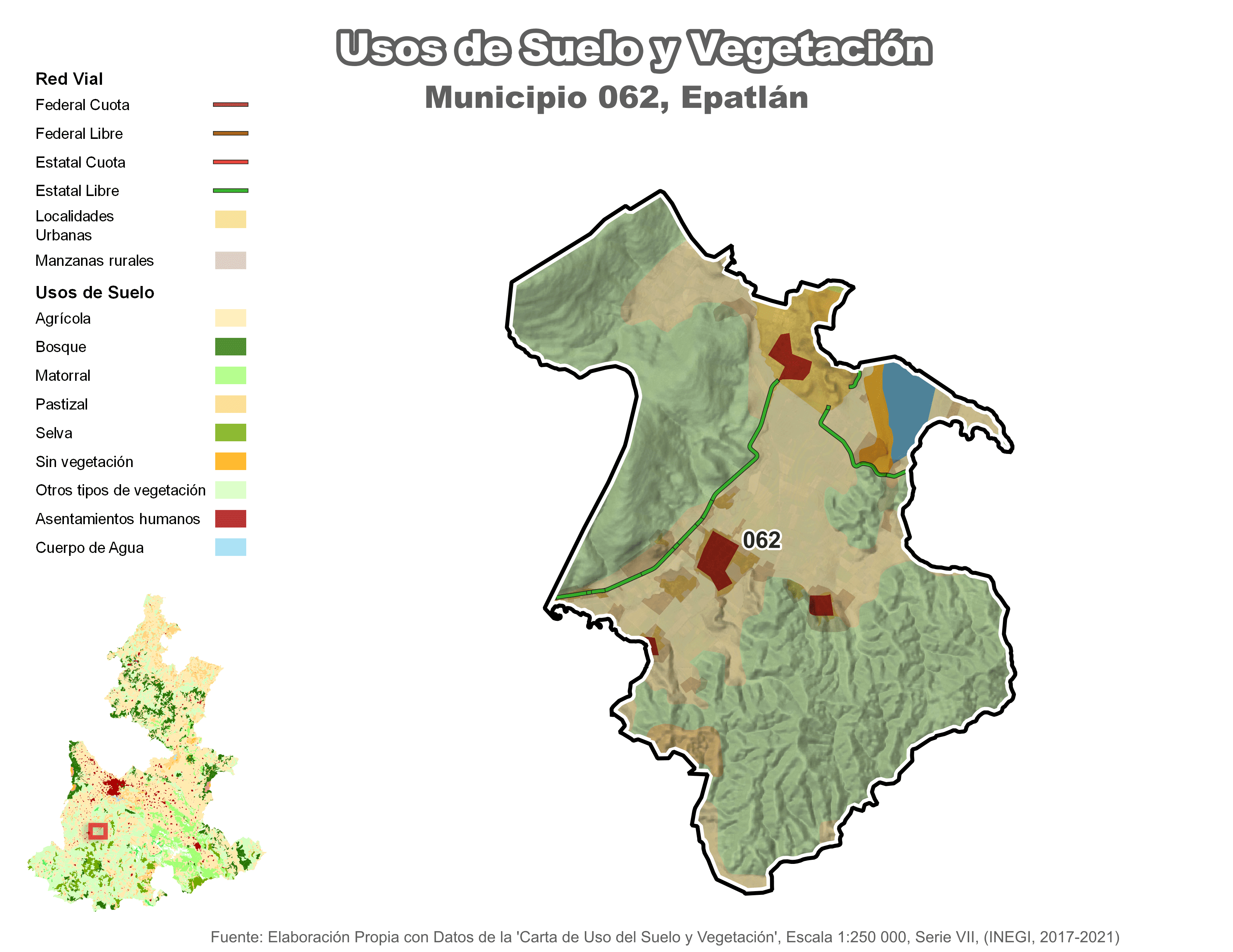Biblioteca de Mapas - Uso de suelo y vegetación en municipio de Epatlán