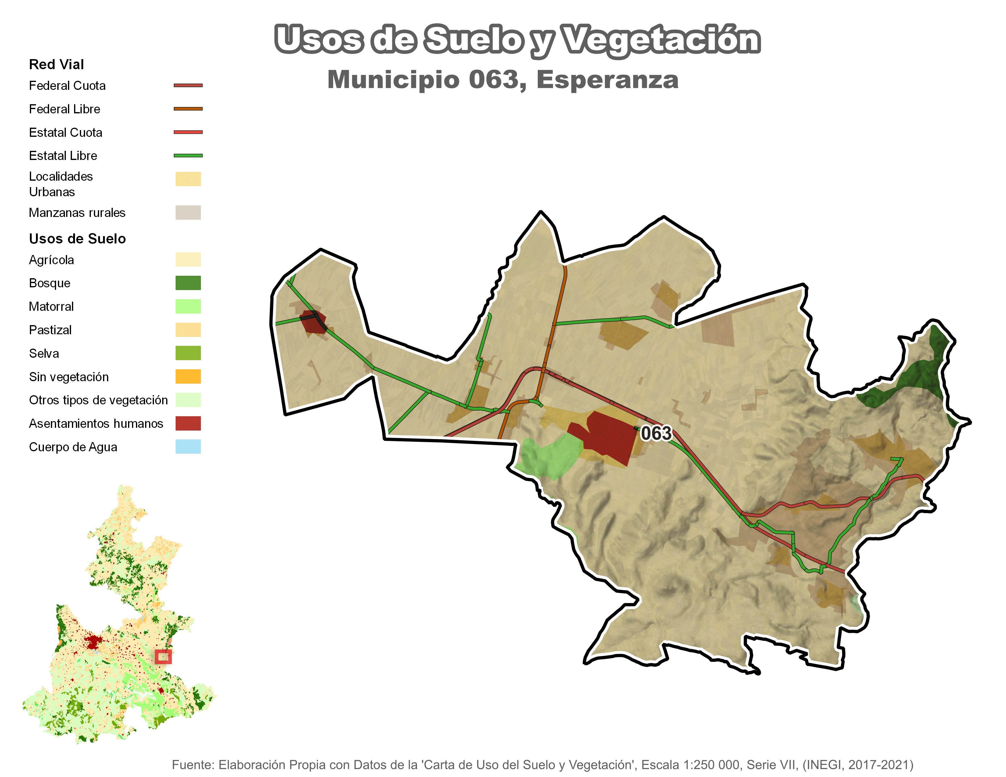 Biblioteca de Mapas - Uso de suelo y vegetación en municipio de Esperanza
