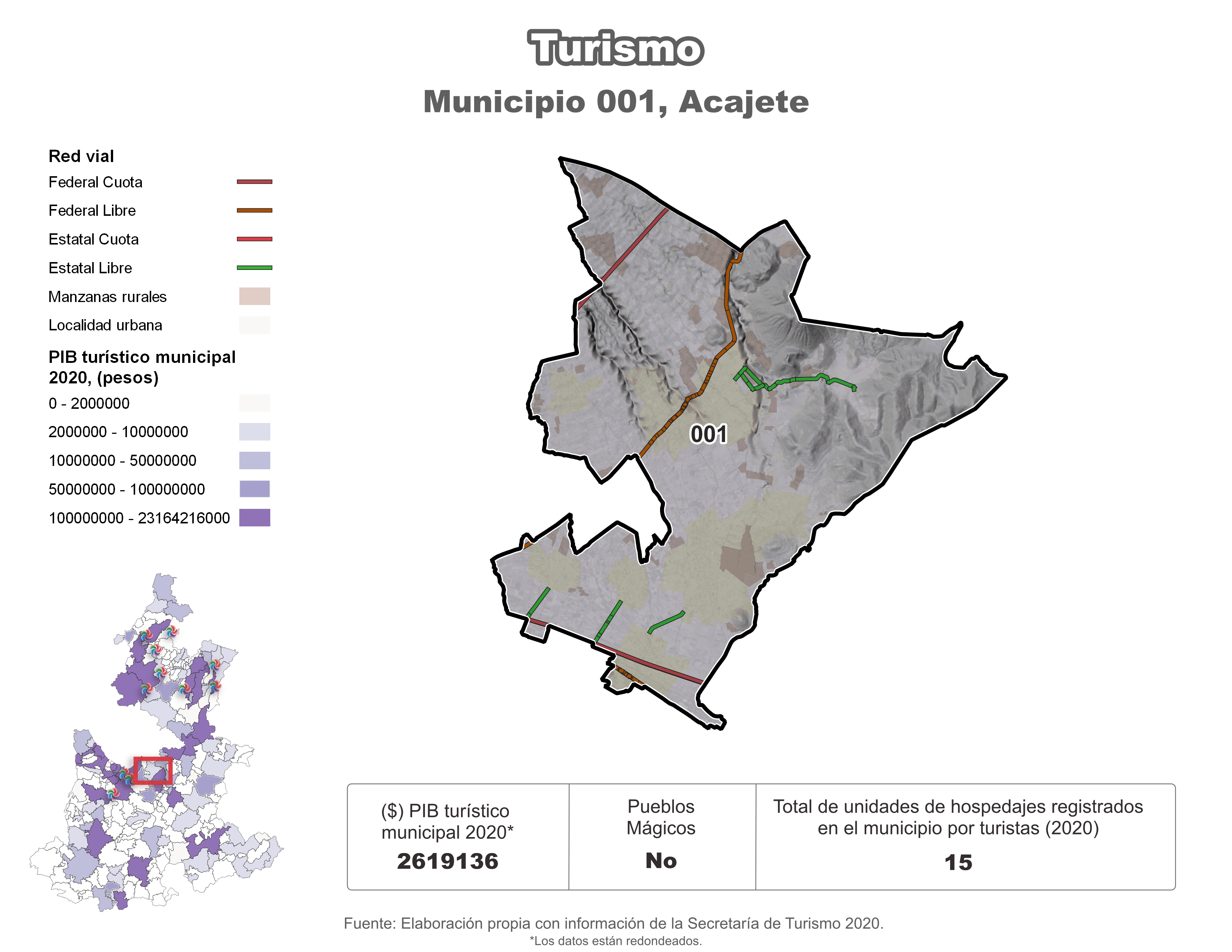 Biblioteca de Mapas - Turismo en municipio de Acajete