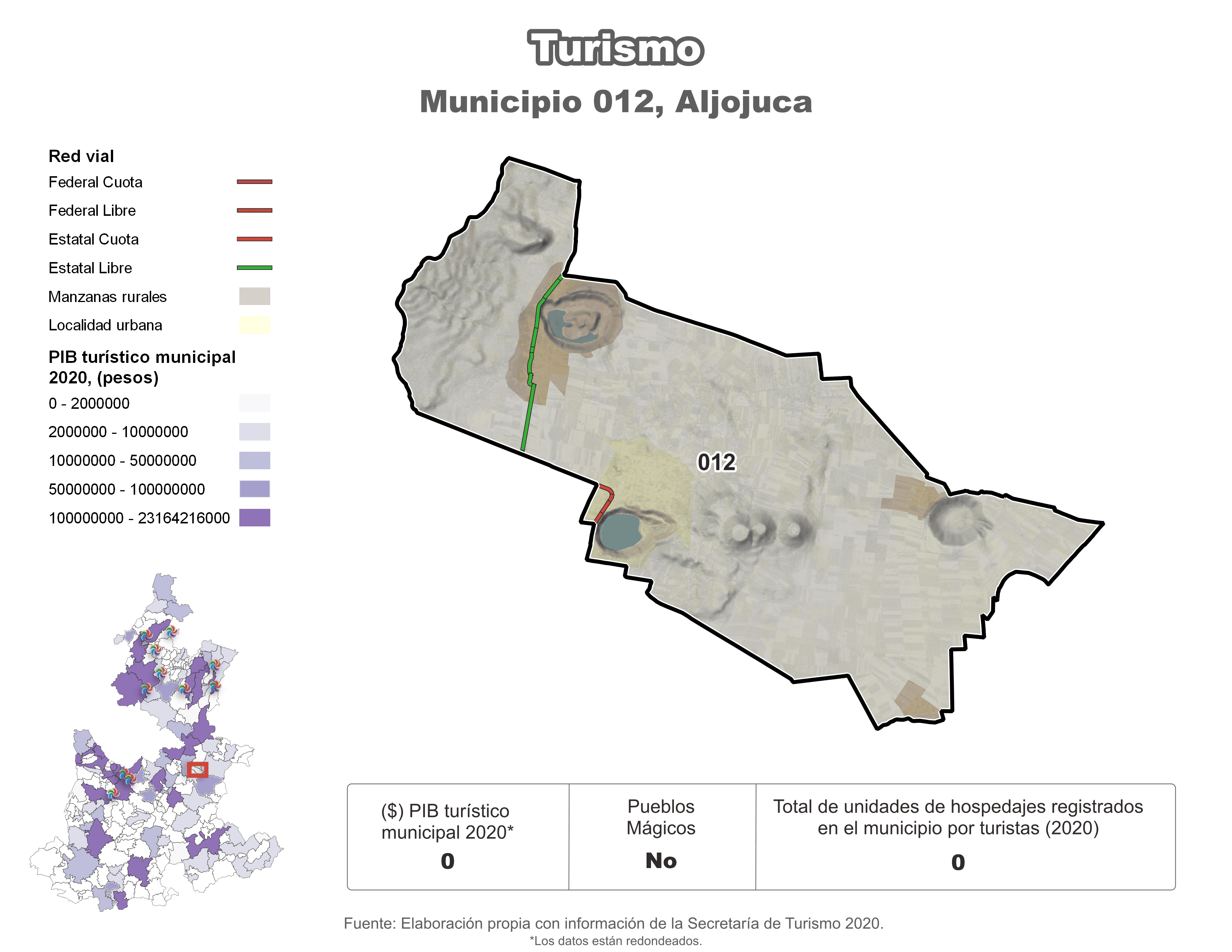 Biblioteca de Mapas - Turismo en municipio de Aljojuca