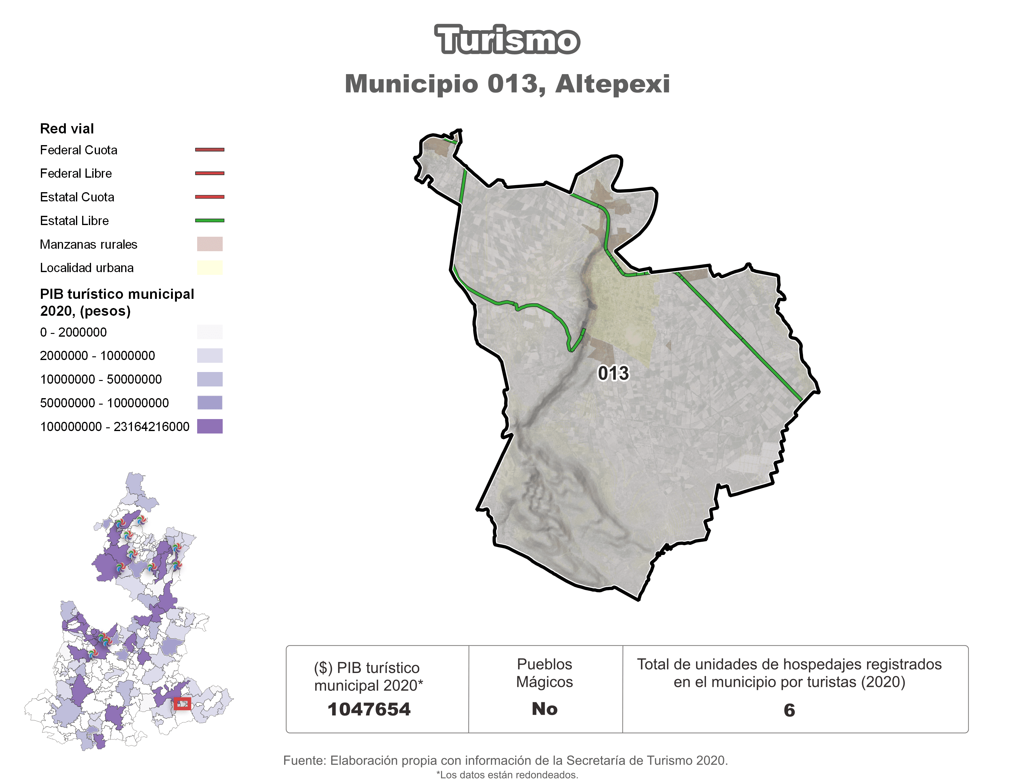 Biblioteca de Mapas - Turismo en municipio de Altepexi