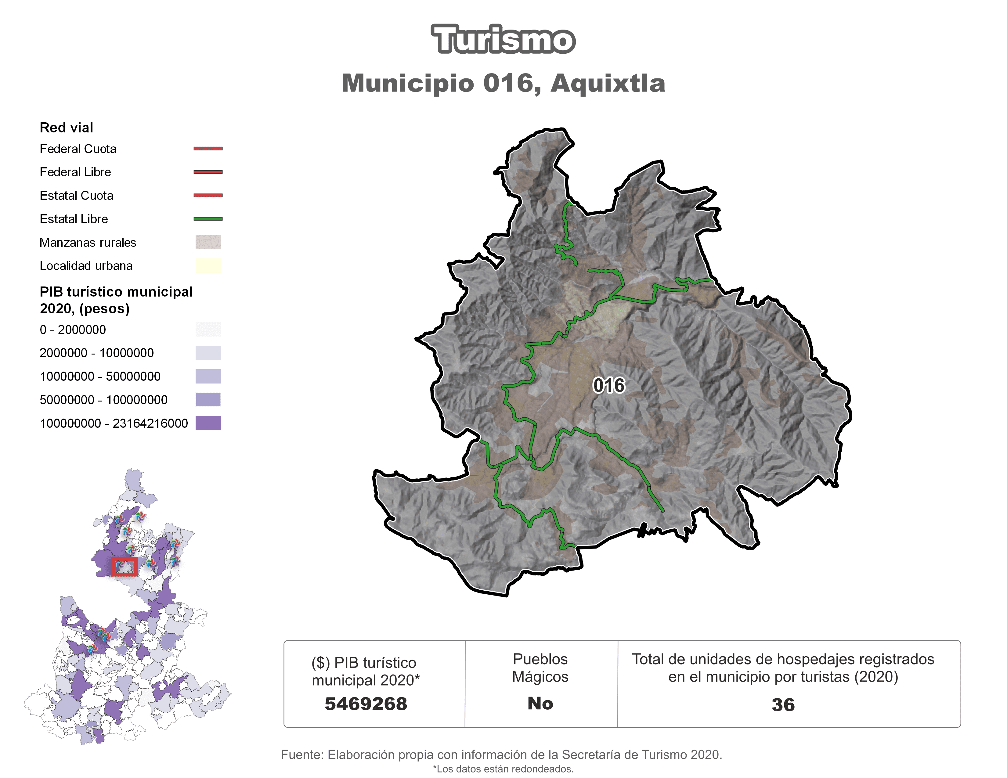 Biblioteca de Mapas - Turismo en municipio de Aquixtla