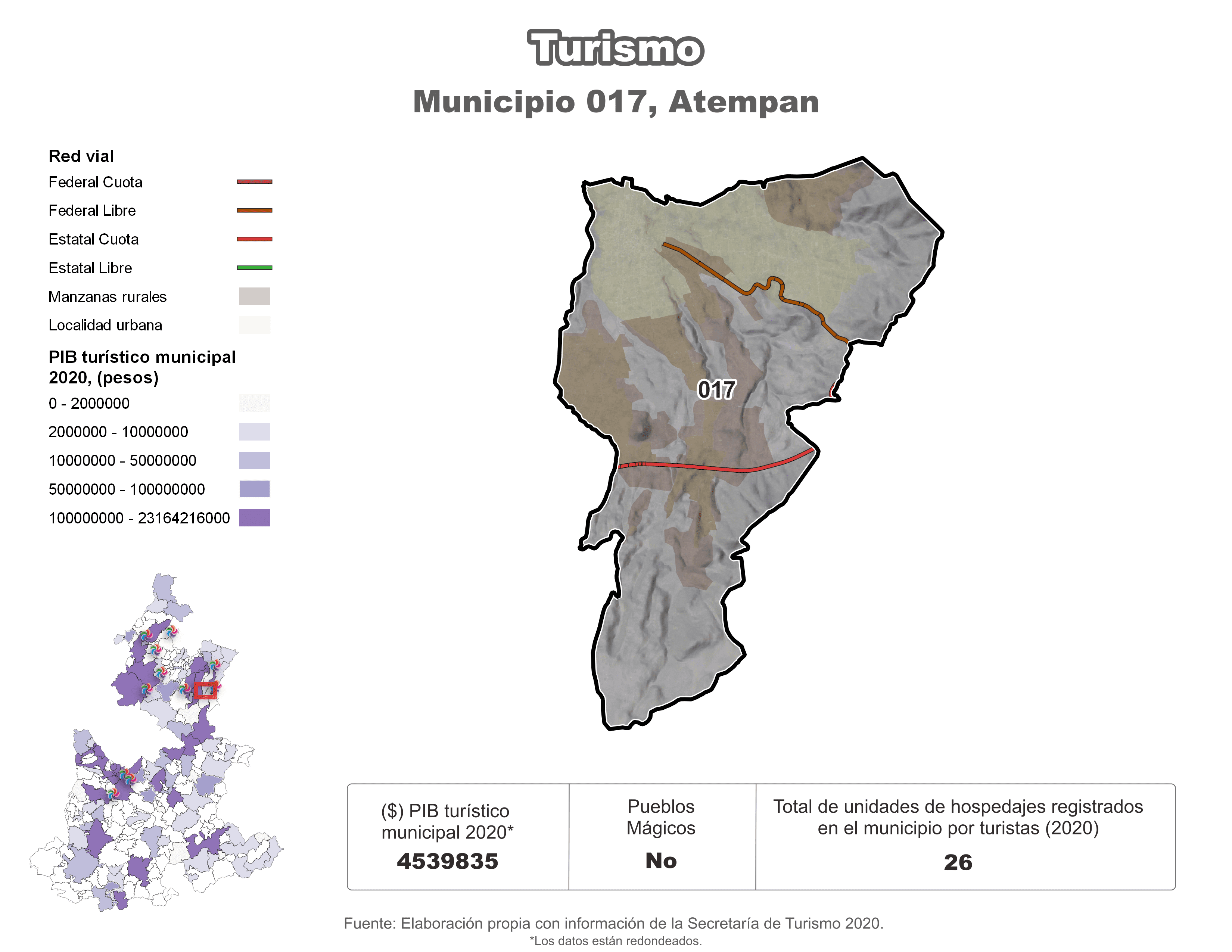 Biblioteca de Mapas - Turismo en municipio de Atempan