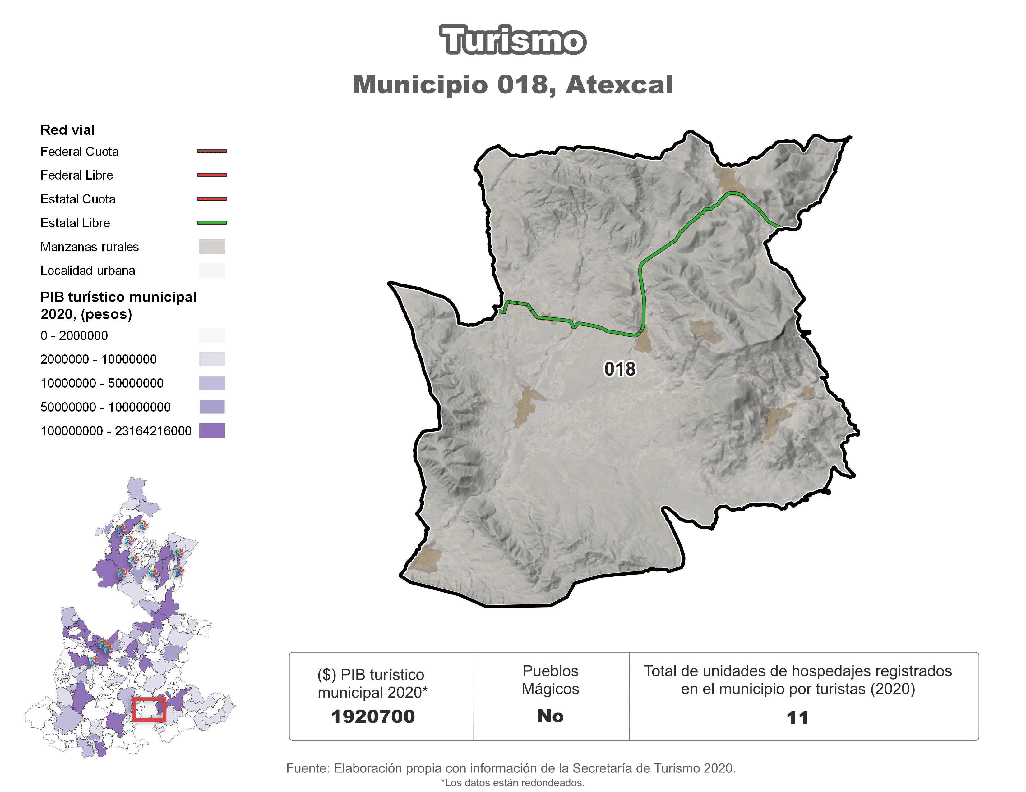 Biblioteca de Mapas - Turismo en municipio de Atexcal