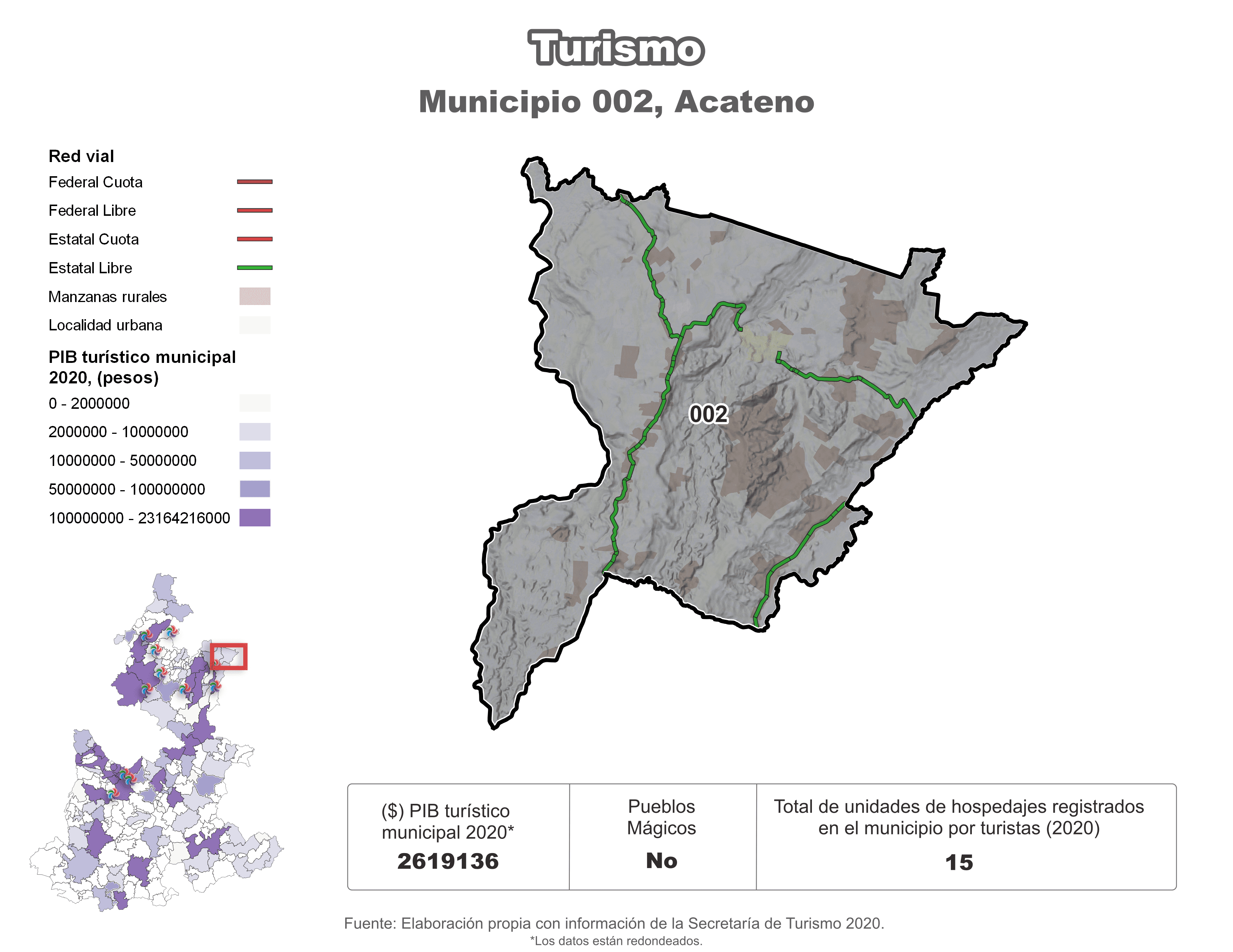 Biblioteca de Mapas - Turismo en municipio de Acateno