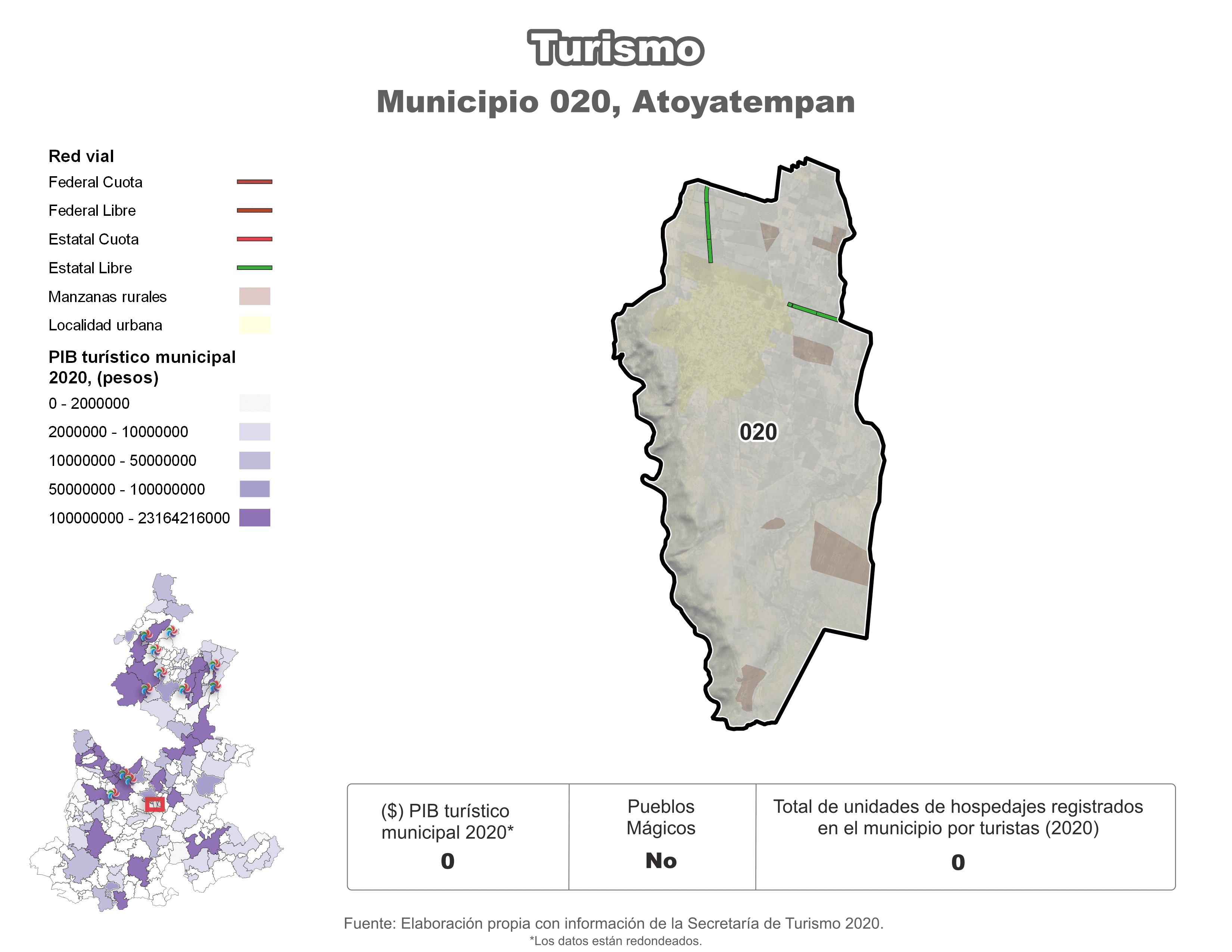 Biblioteca de Mapas - Turismo en municipio de Atoyatempan