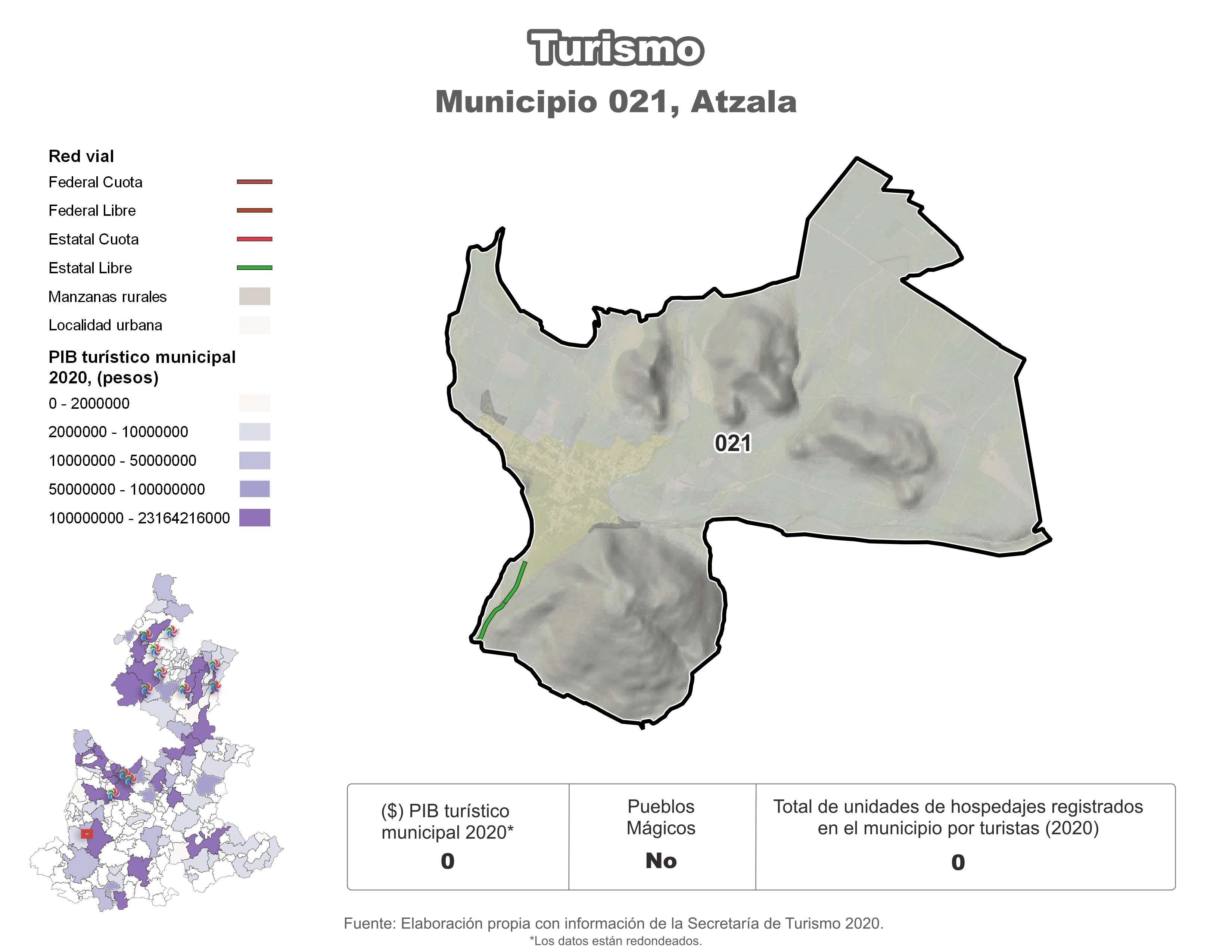 Biblioteca de Mapas - Turismo en municipio de Atzala