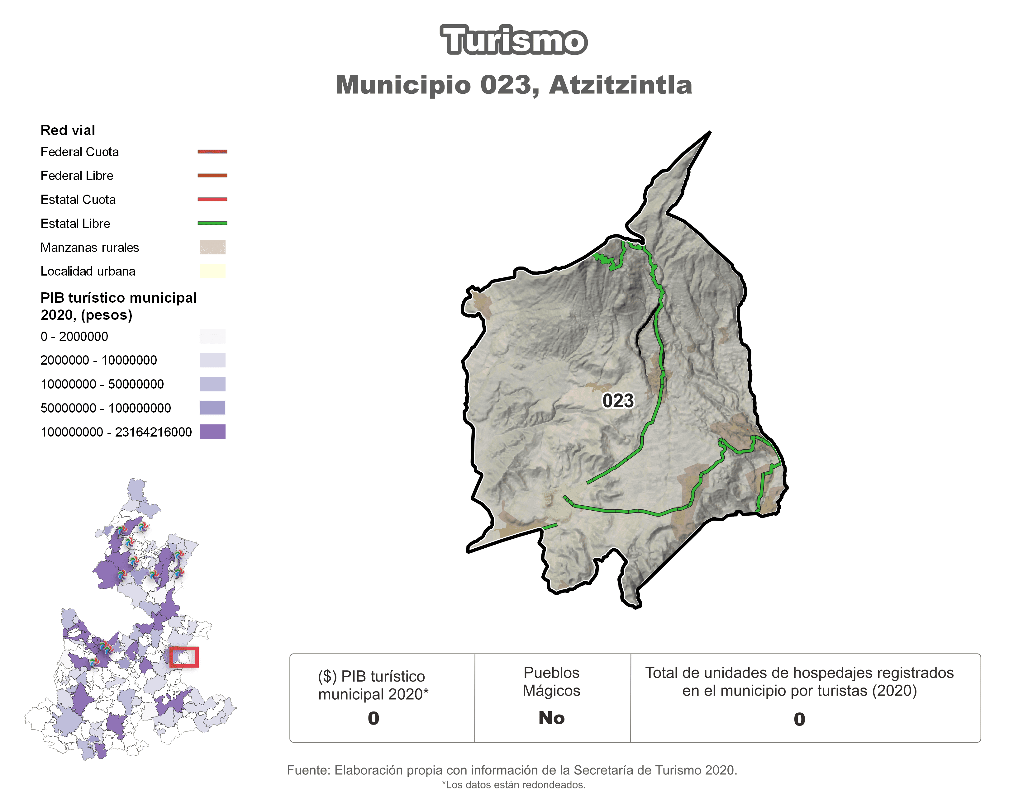 Biblioteca de Mapas - Turismo en municipio de Atzitzintla