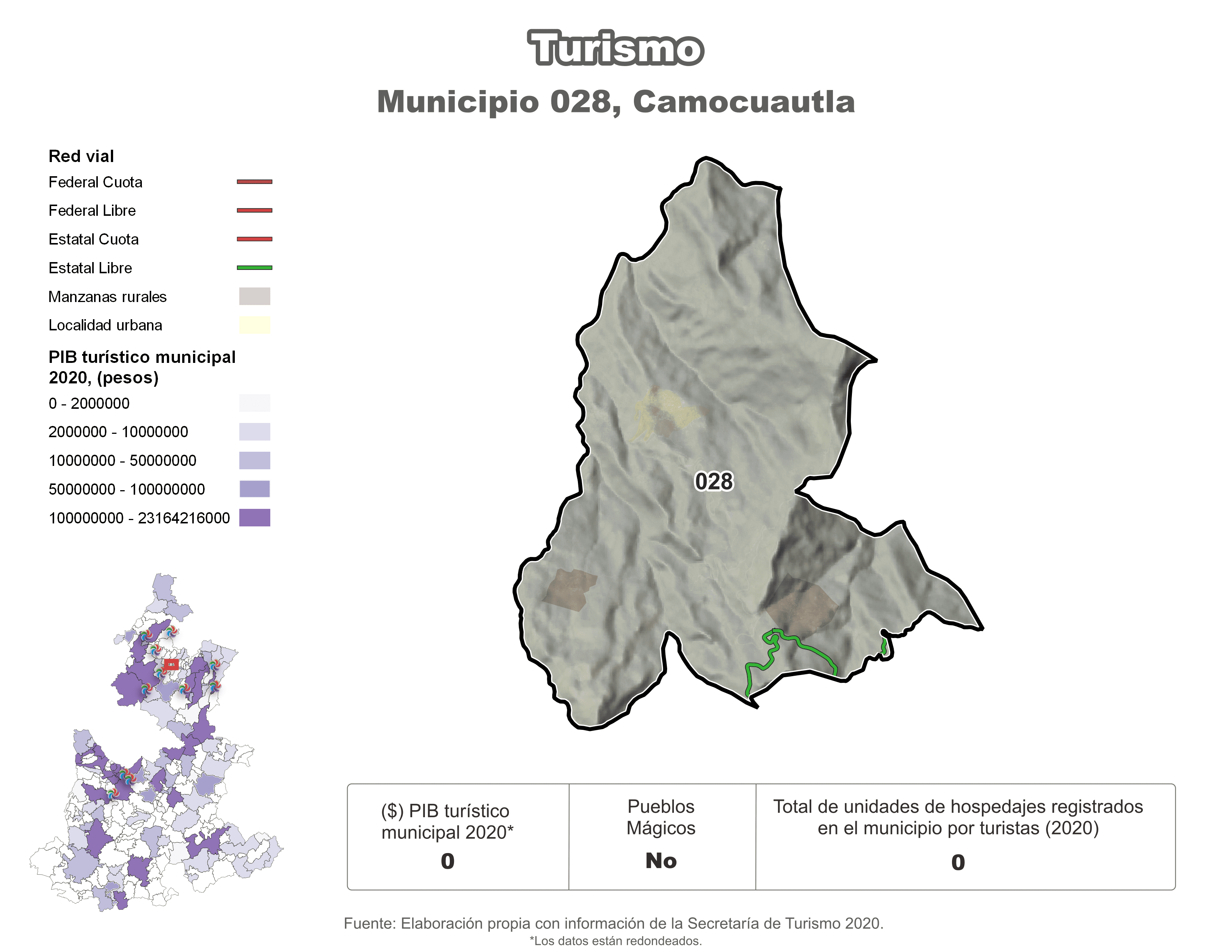 Biblioteca de Mapas - Turismo en municipio de Camocuautla