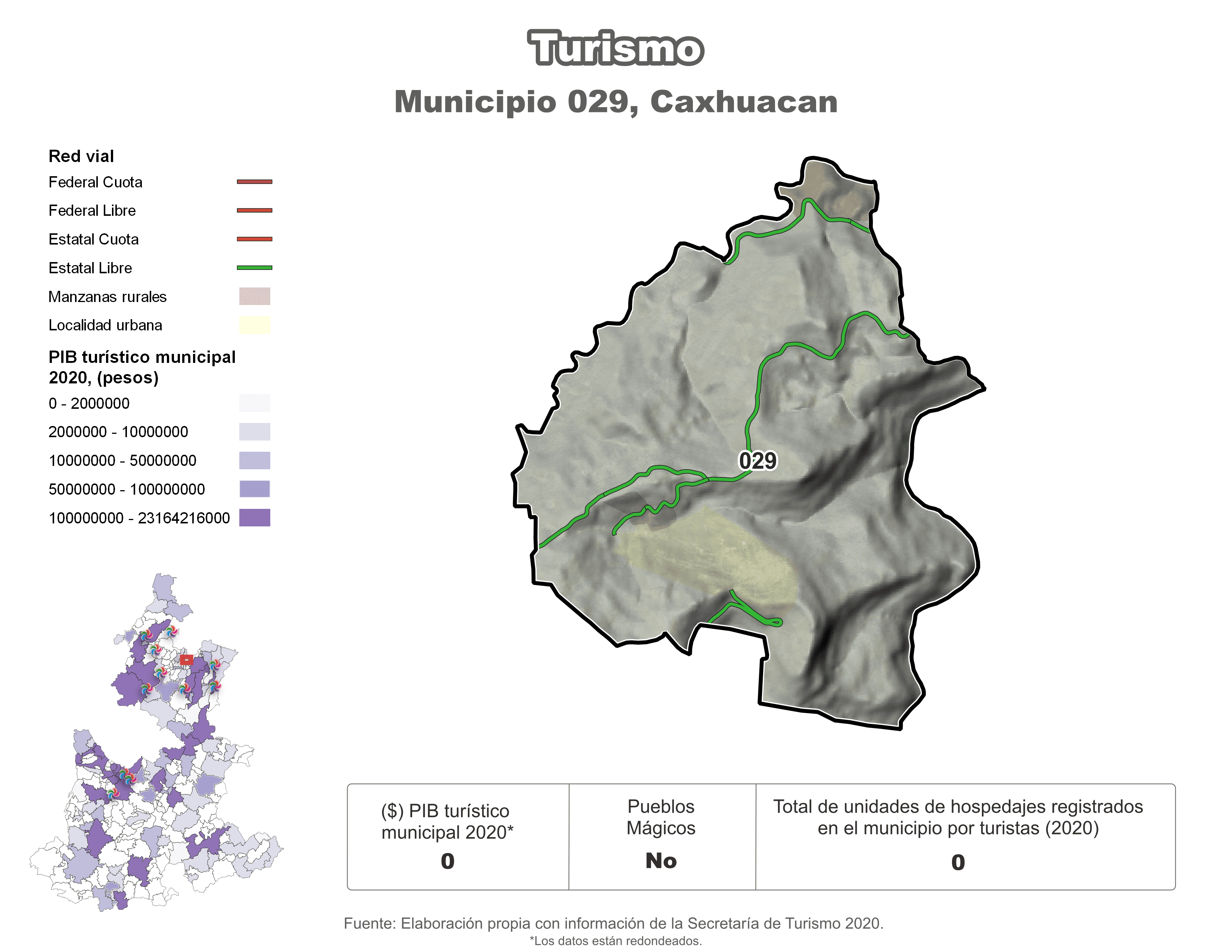 Biblioteca de Mapas - Turismo en municipio de Caxhuacan