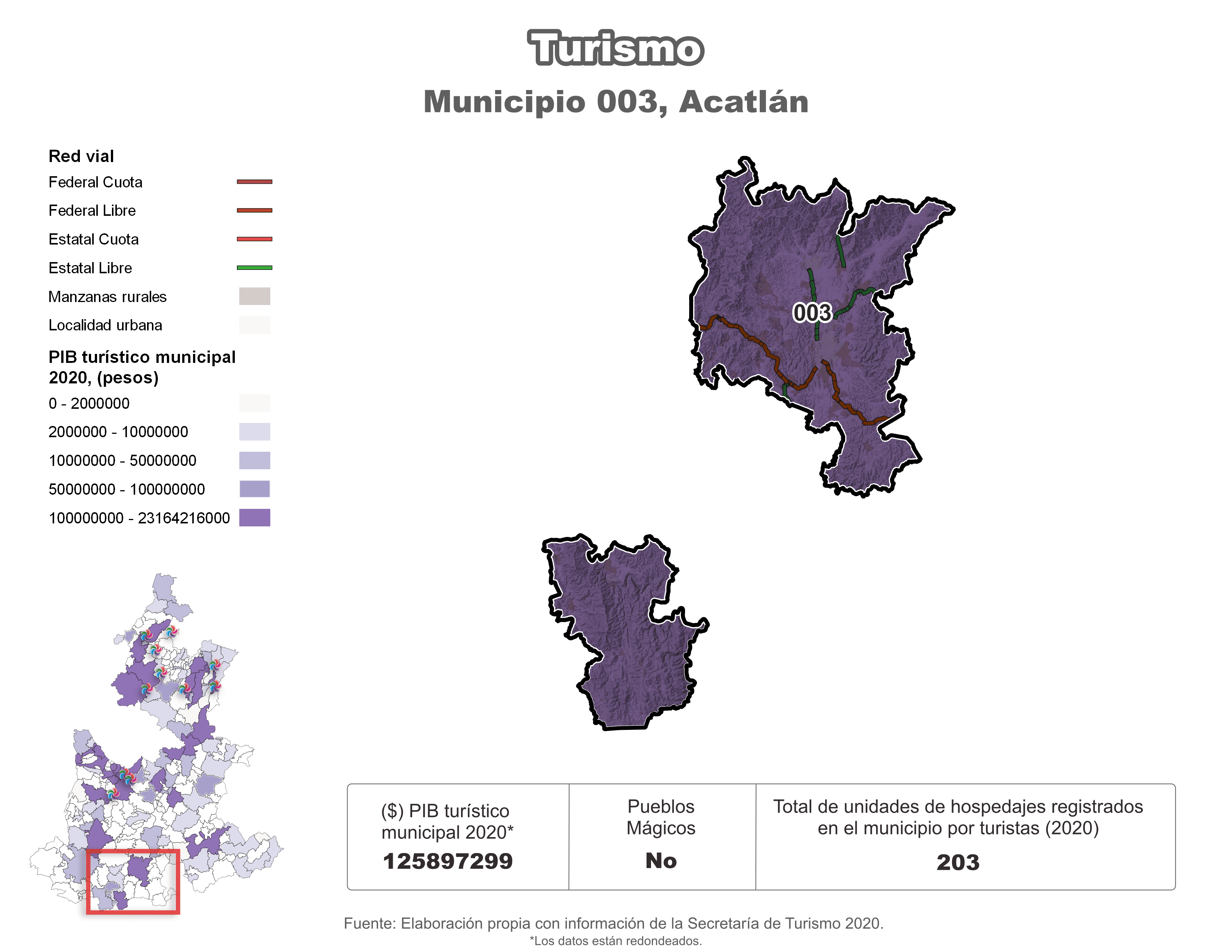 Biblioteca de Mapas - Turismo en municipio de Acatlán