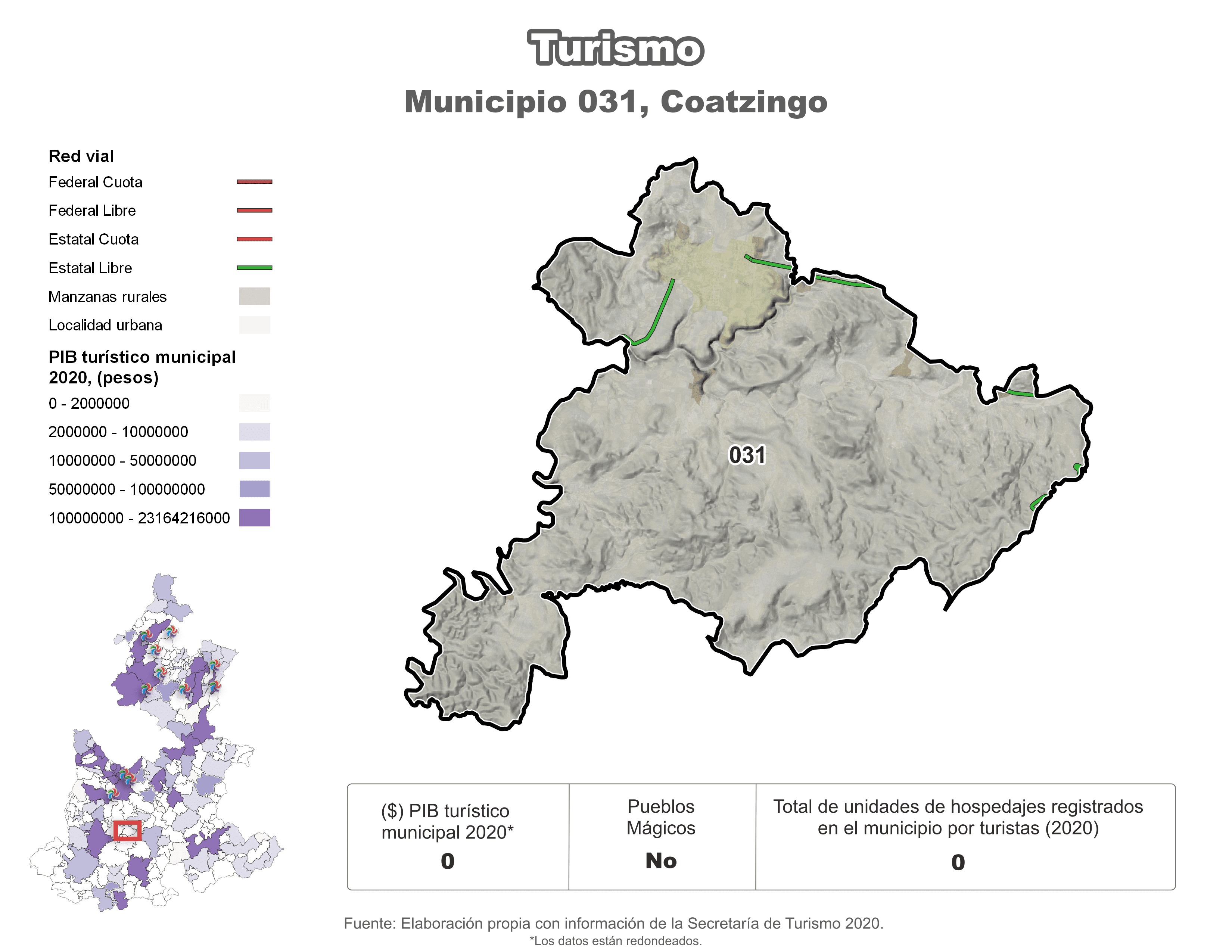 Biblioteca de Mapas - Turismo en municipio de Coatzingo