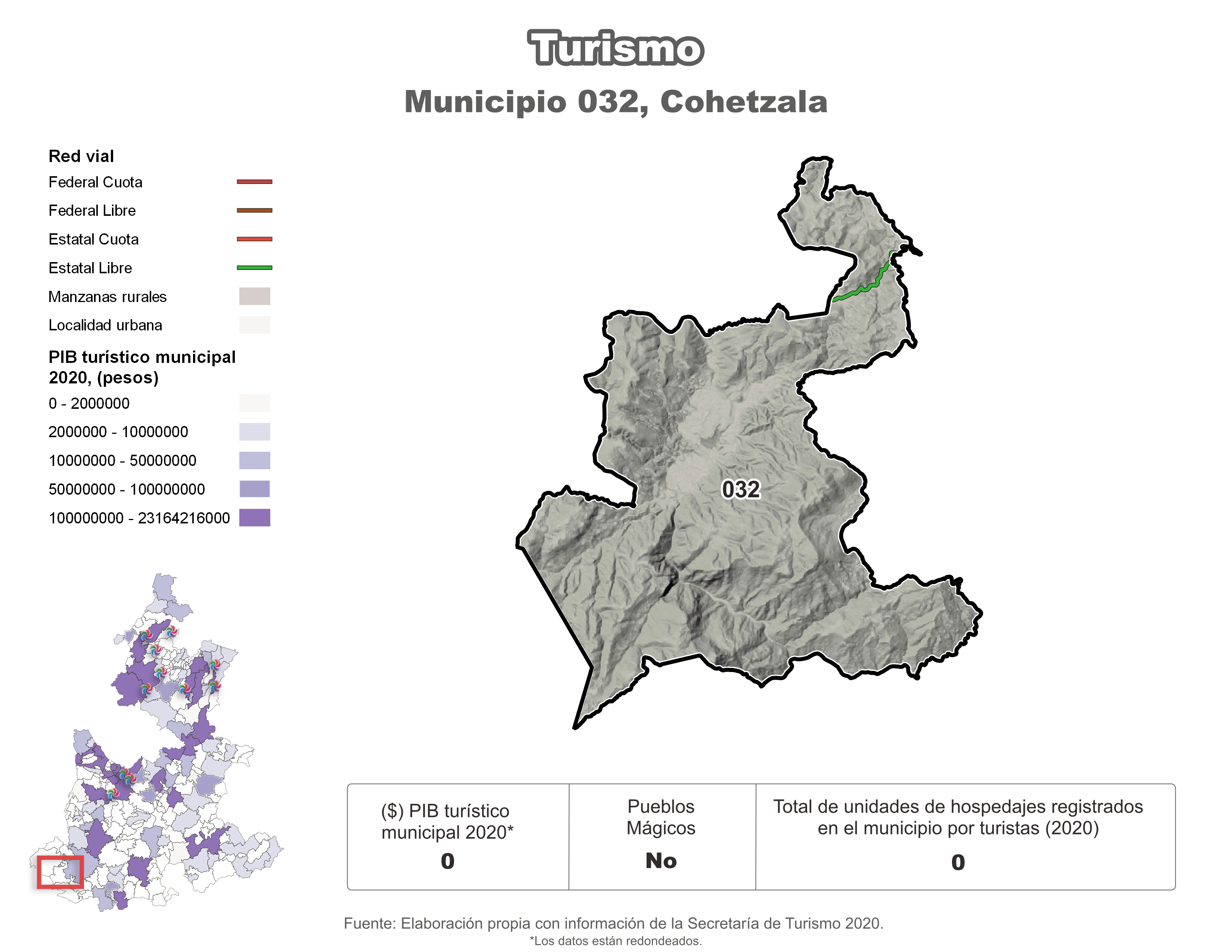 Biblioteca de Mapas - Turismo en municipio de Cohetzala