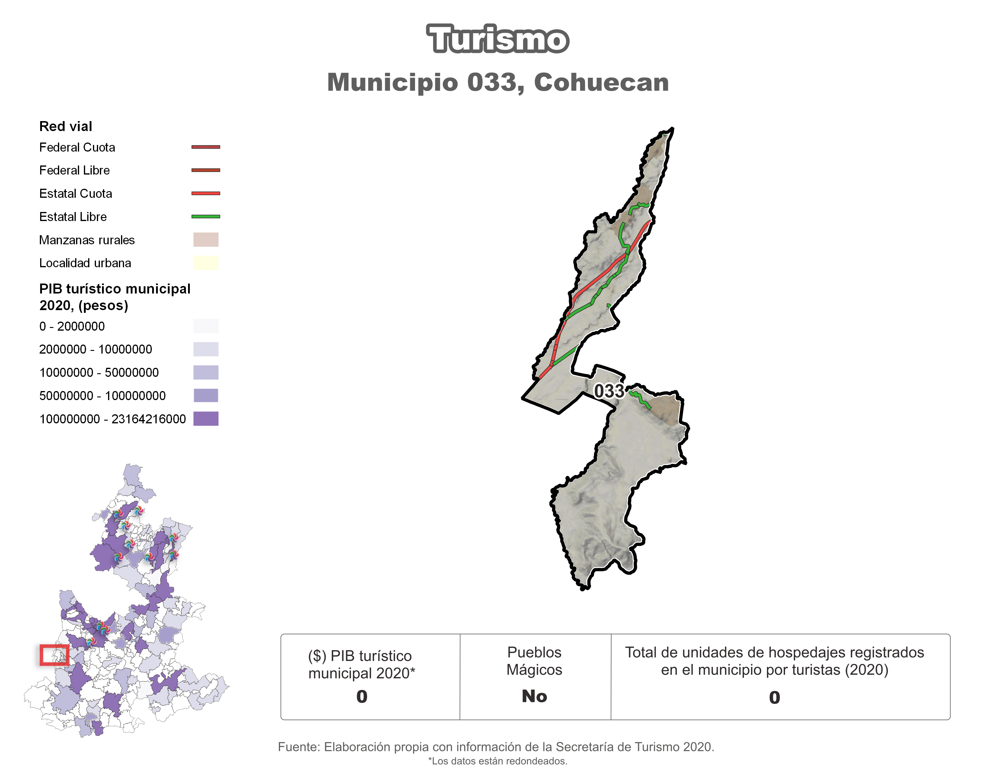 Biblioteca de Mapas - Turismo en municipio de Cohuecan