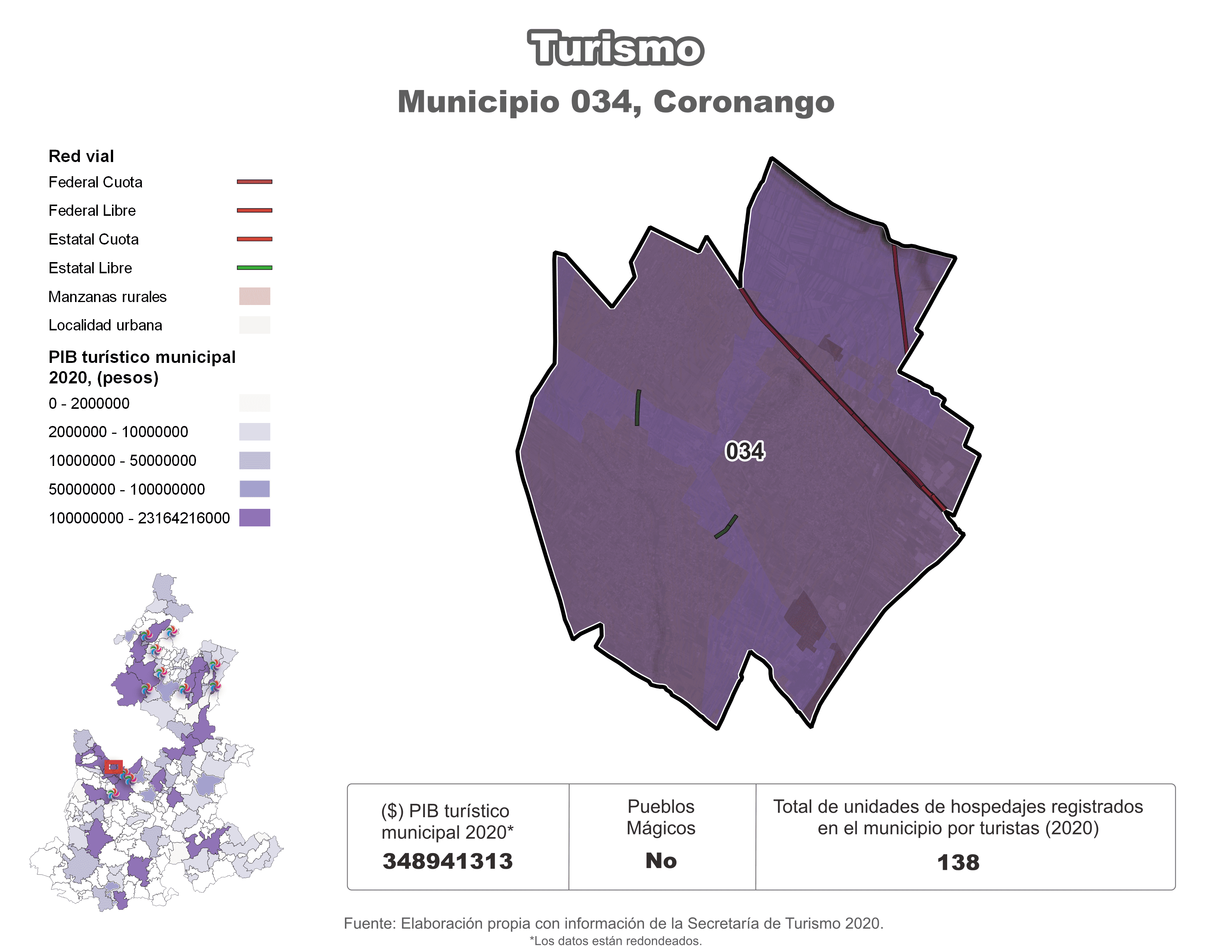 Biblioteca de Mapas - Turismo en municipio de Coronango