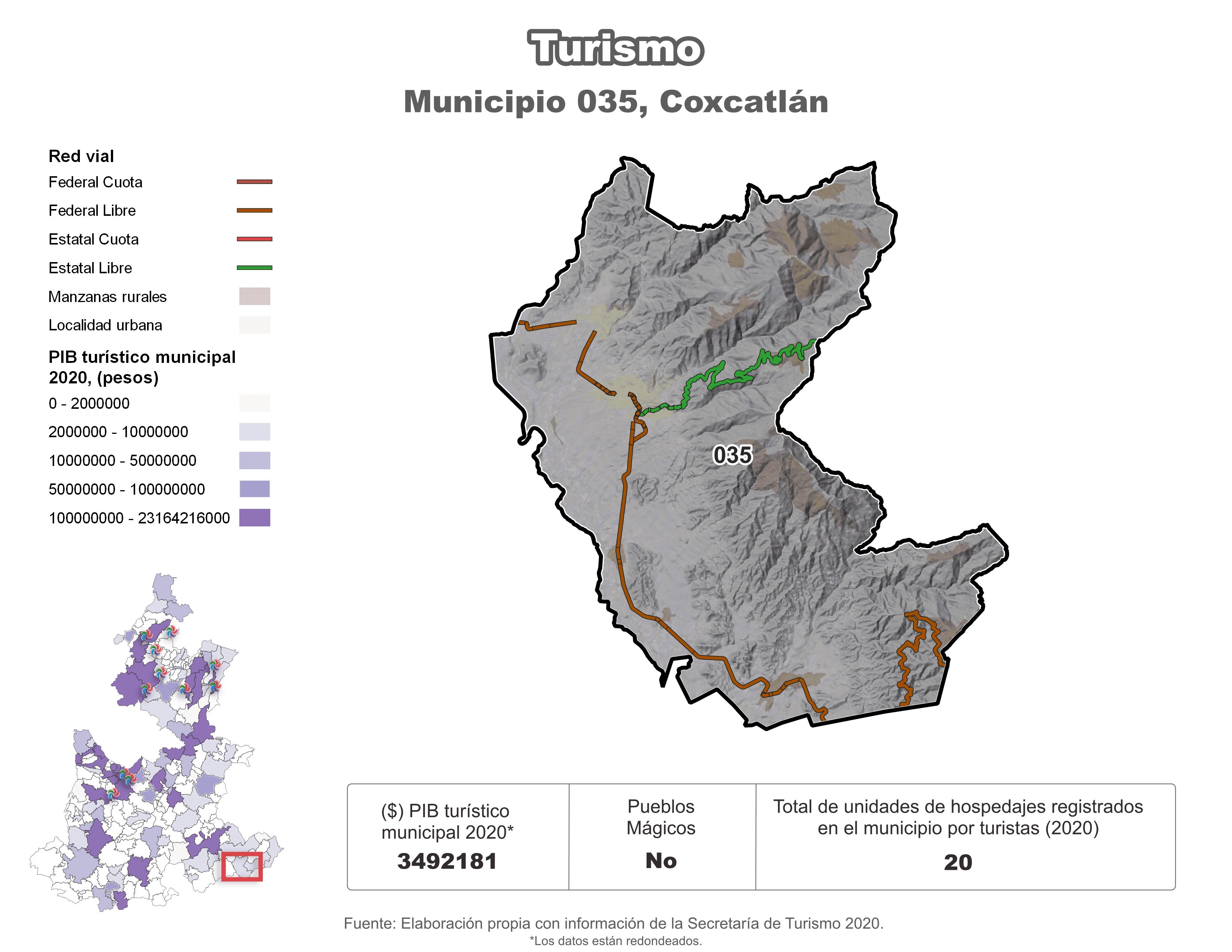 Biblioteca de Mapas - Turismo en municipio de Coxcatlán