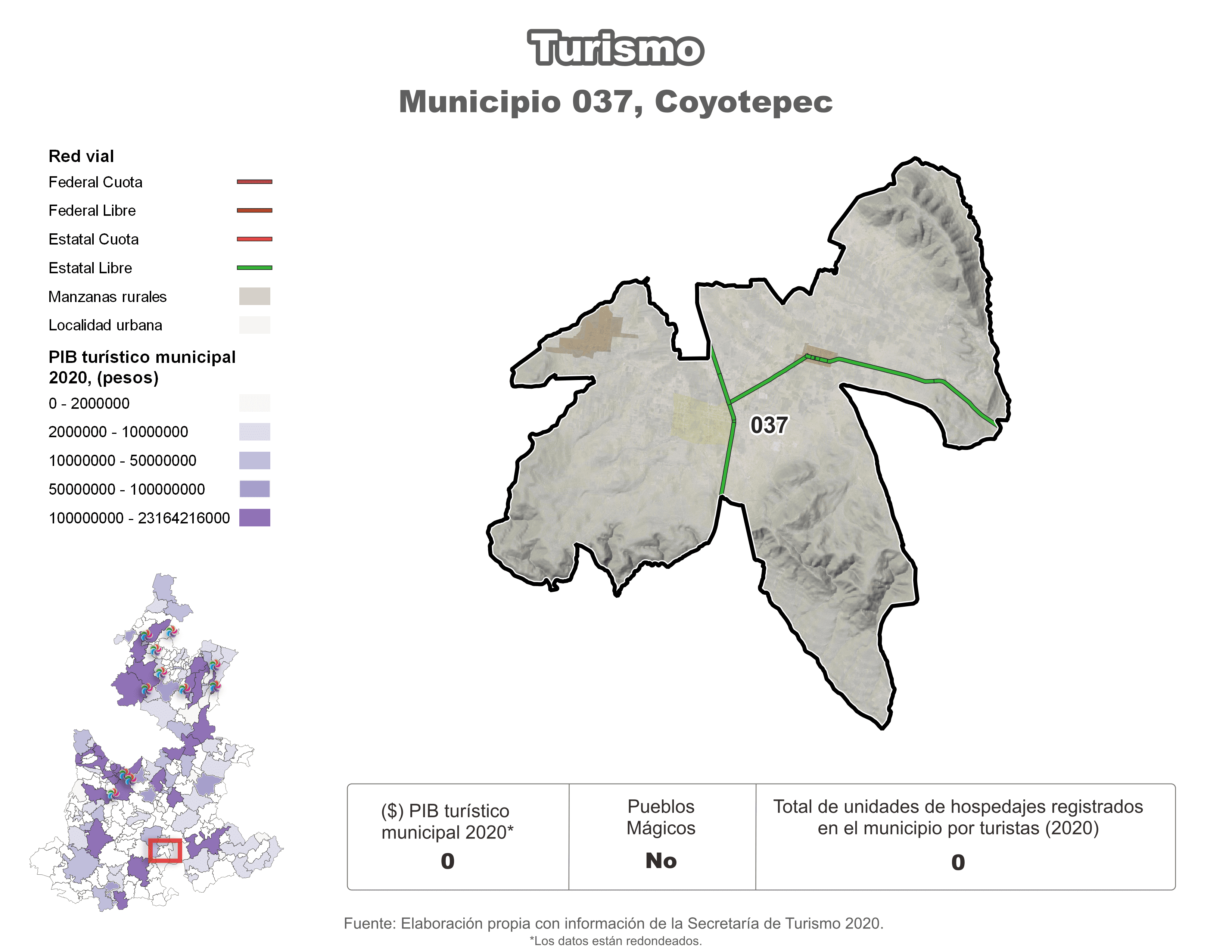 Biblioteca de Mapas - Turismo en municipio de Coyotepec