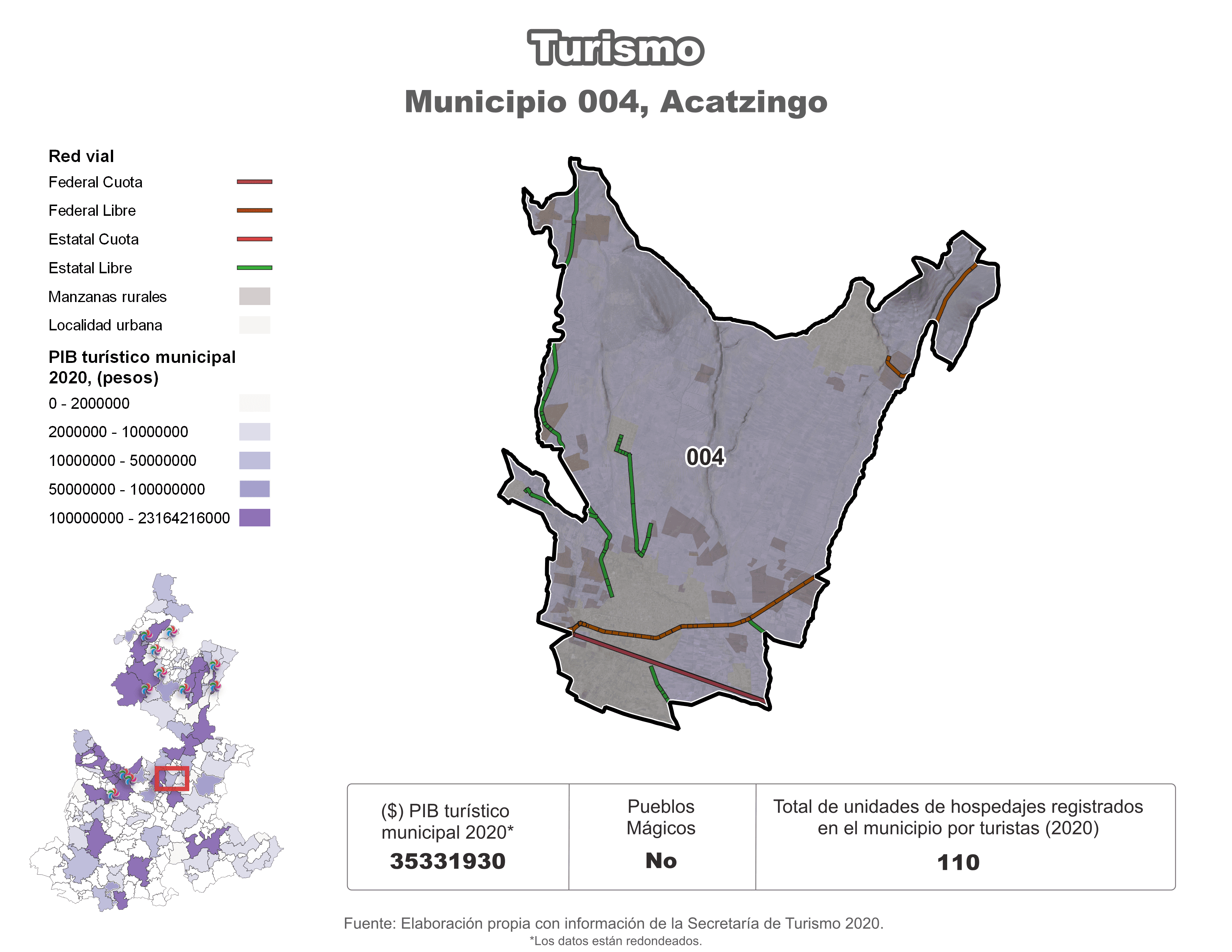 Biblioteca de Mapas - Turismo en municipio de Acatzingo